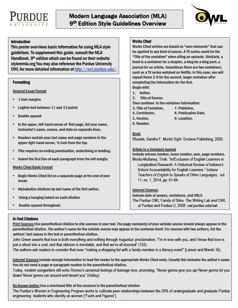 Mla Formatting 8th Edition Printable