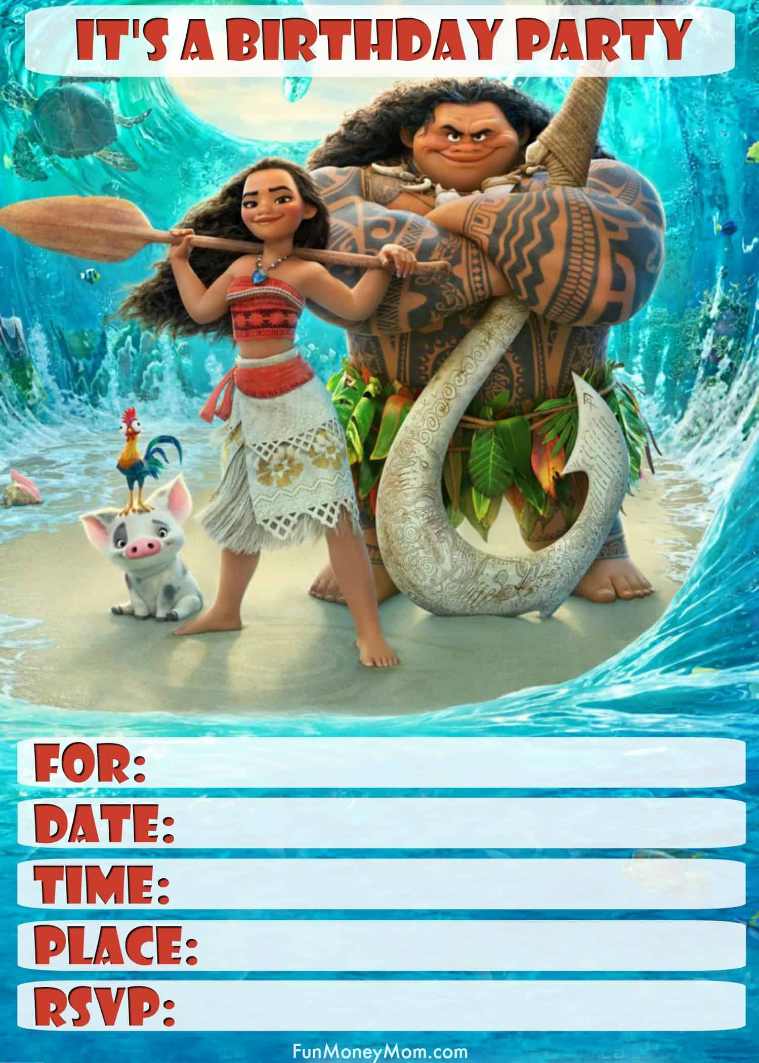 Moana Birthday Invitations Free Printables Fun Money Mom