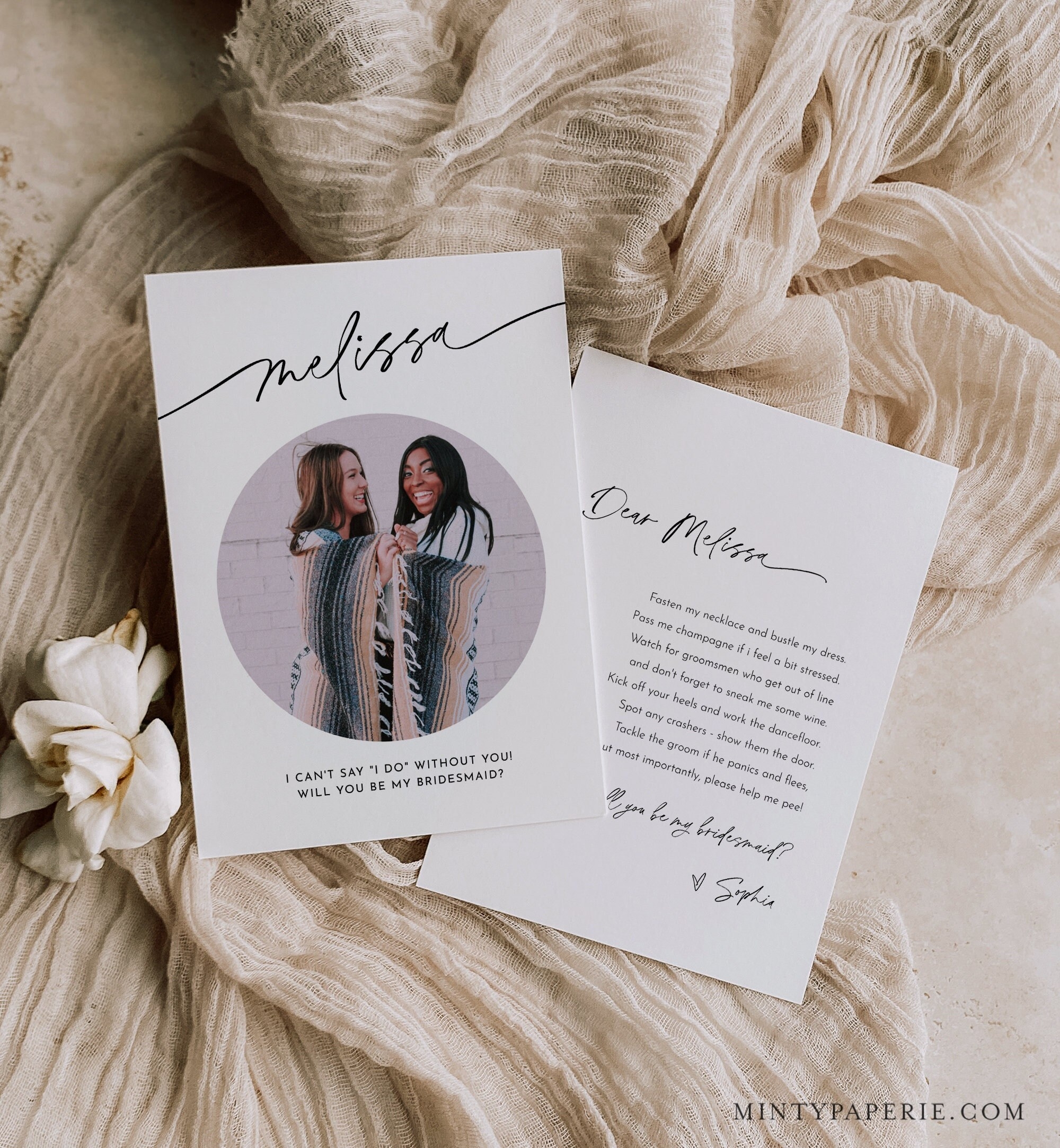 Modern Photo Bridesmaid Proposal Card Printable Will You Be My Bridesmaid Maid Of Honor 100 Editable Instant Download 0032 113BMB
