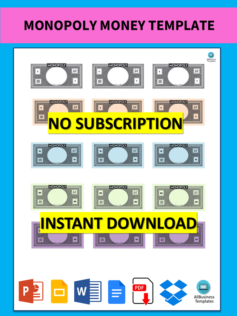 Printable Monopoly Money Printable Monopoly Money Editable