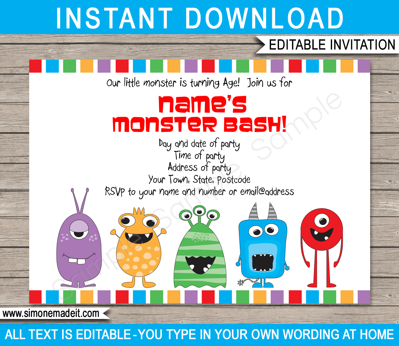 Monster Birthday Party Invitations Template Printable Monster Party Invite