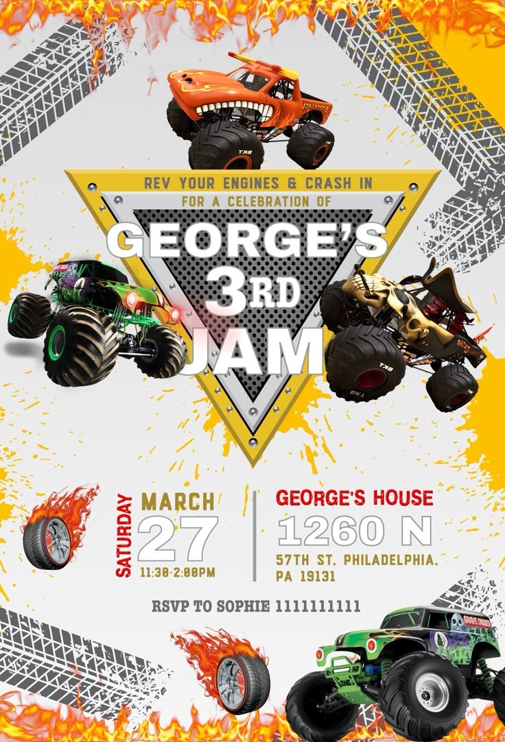 Monster Jam Birthday Invitations Editable And Printable