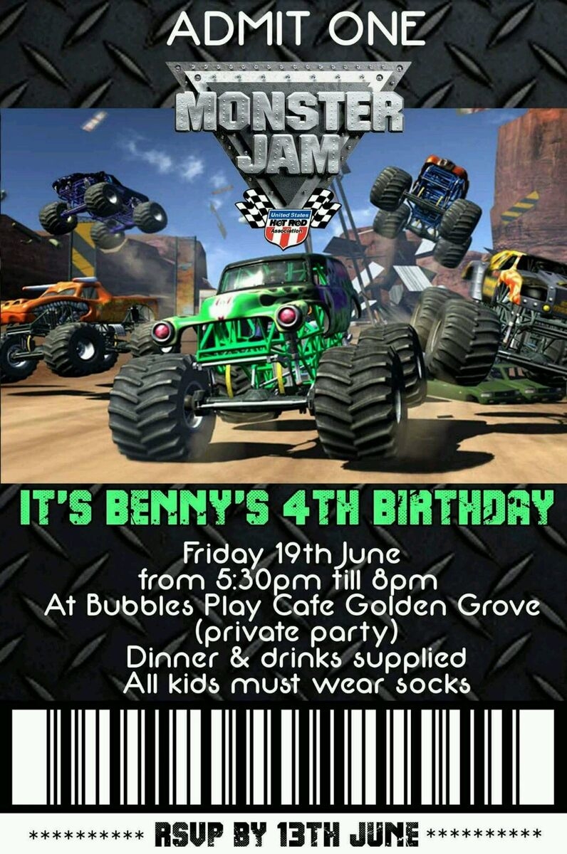 Monster Jam Digital Invitation Monster Jam Party Printables Monster Truck EBay