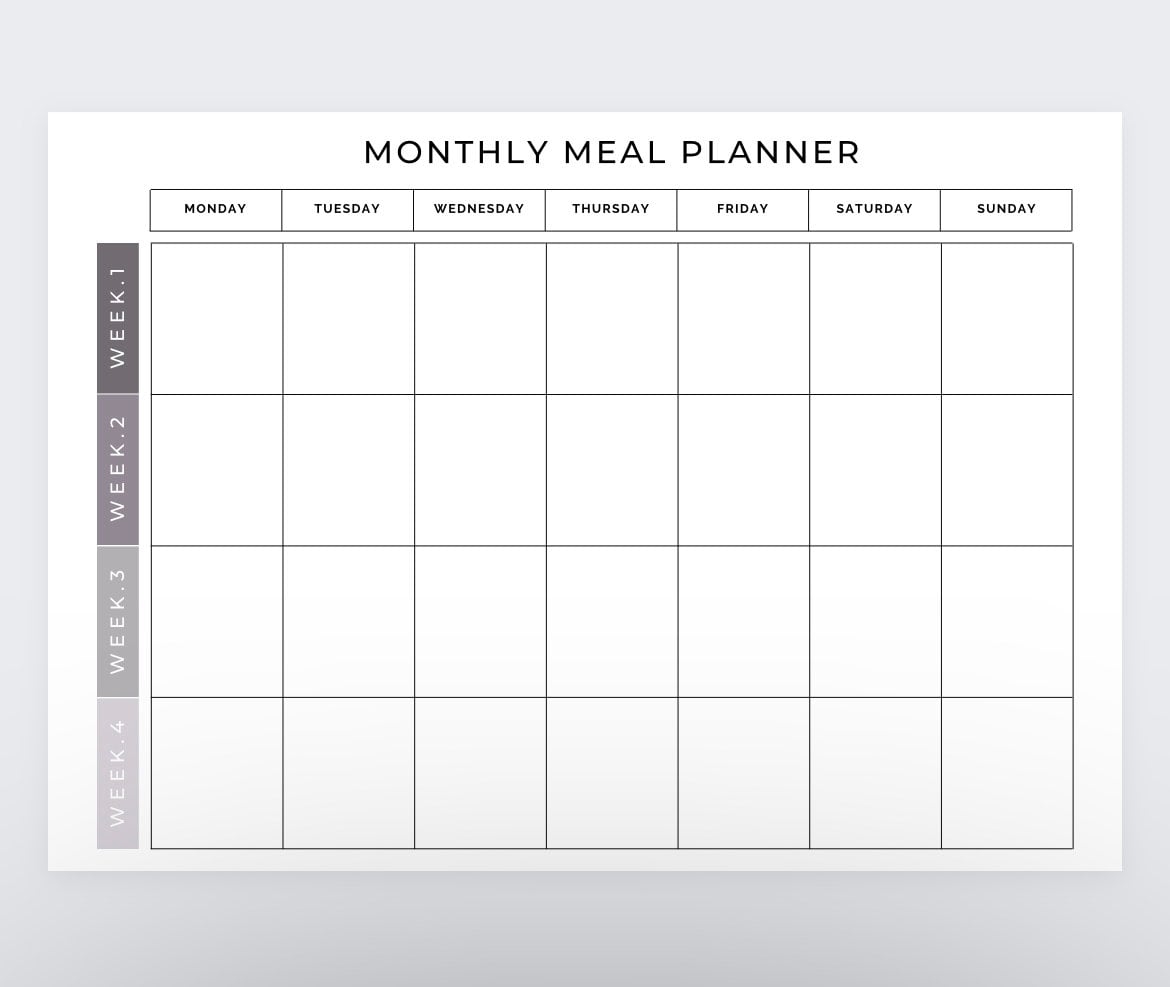 Monthly Meal Planner Grocery List meal Planning Template meal Prep menu Planner meal Planner Template meal Planner meal Planning PDF Etsy