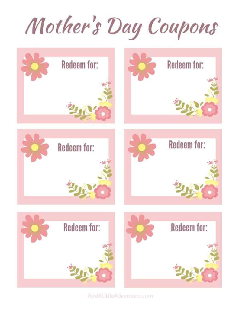 Free Mothers Day Editable Printable Coupons