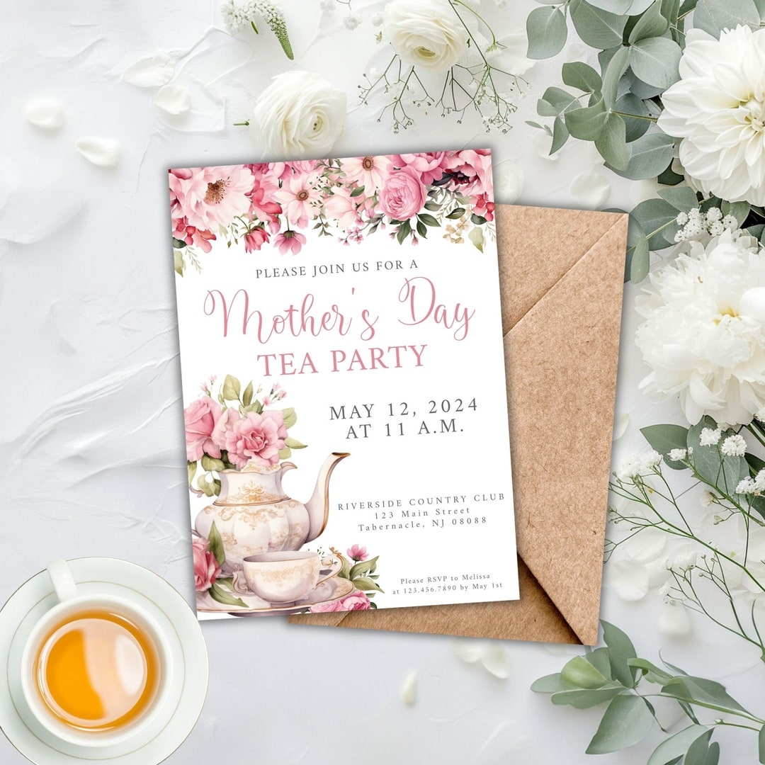 Mother's Day Printable Tea Party Invitations Free Editable