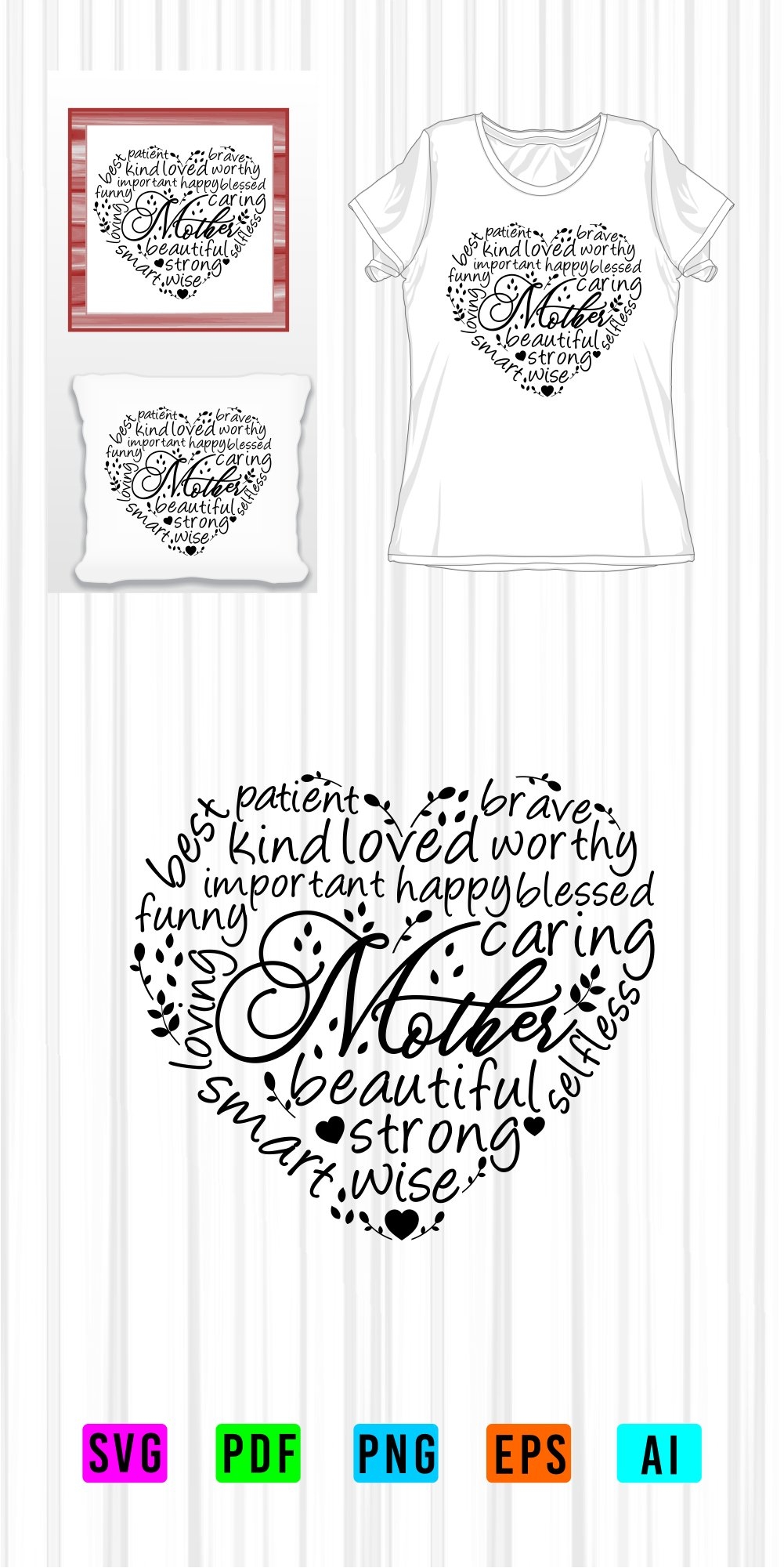 Mothers Day SVG Mom Quotes With Heart Shape SVG