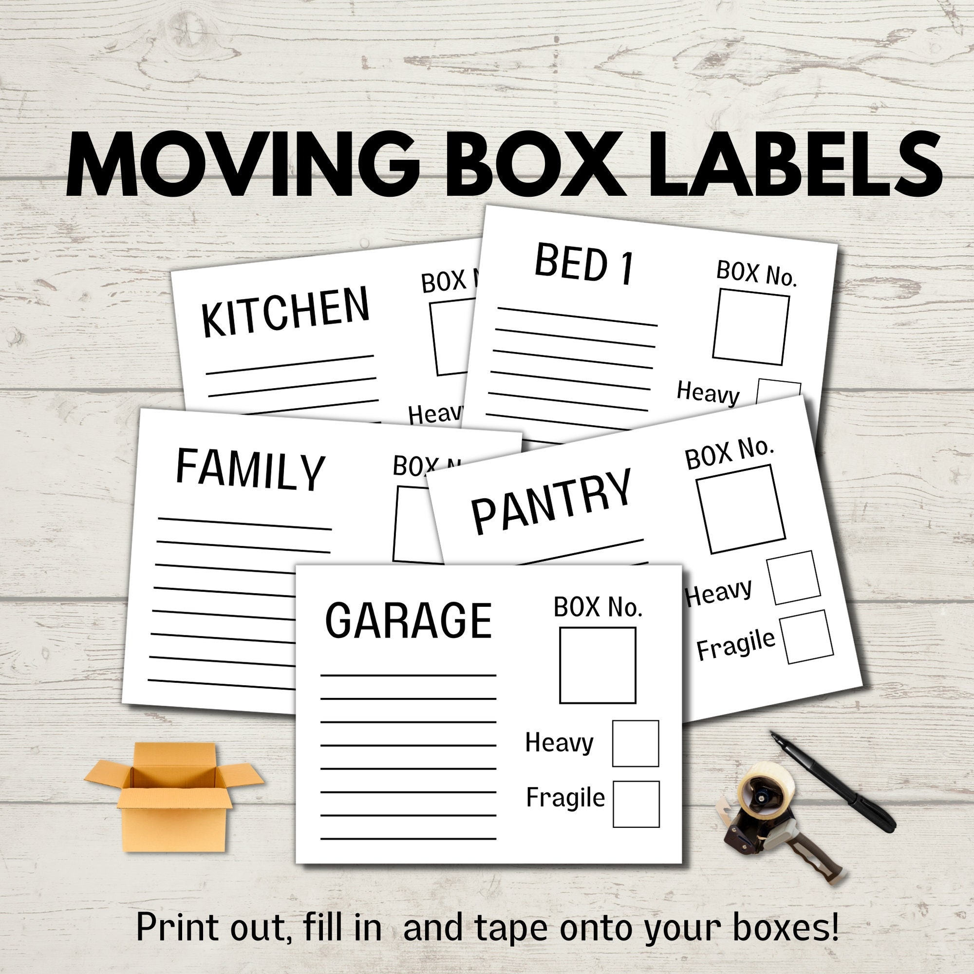 Moving Box Label Printables Instant Download Moving Box Labels To Print Out Fill In And Tape On Etsy Australia