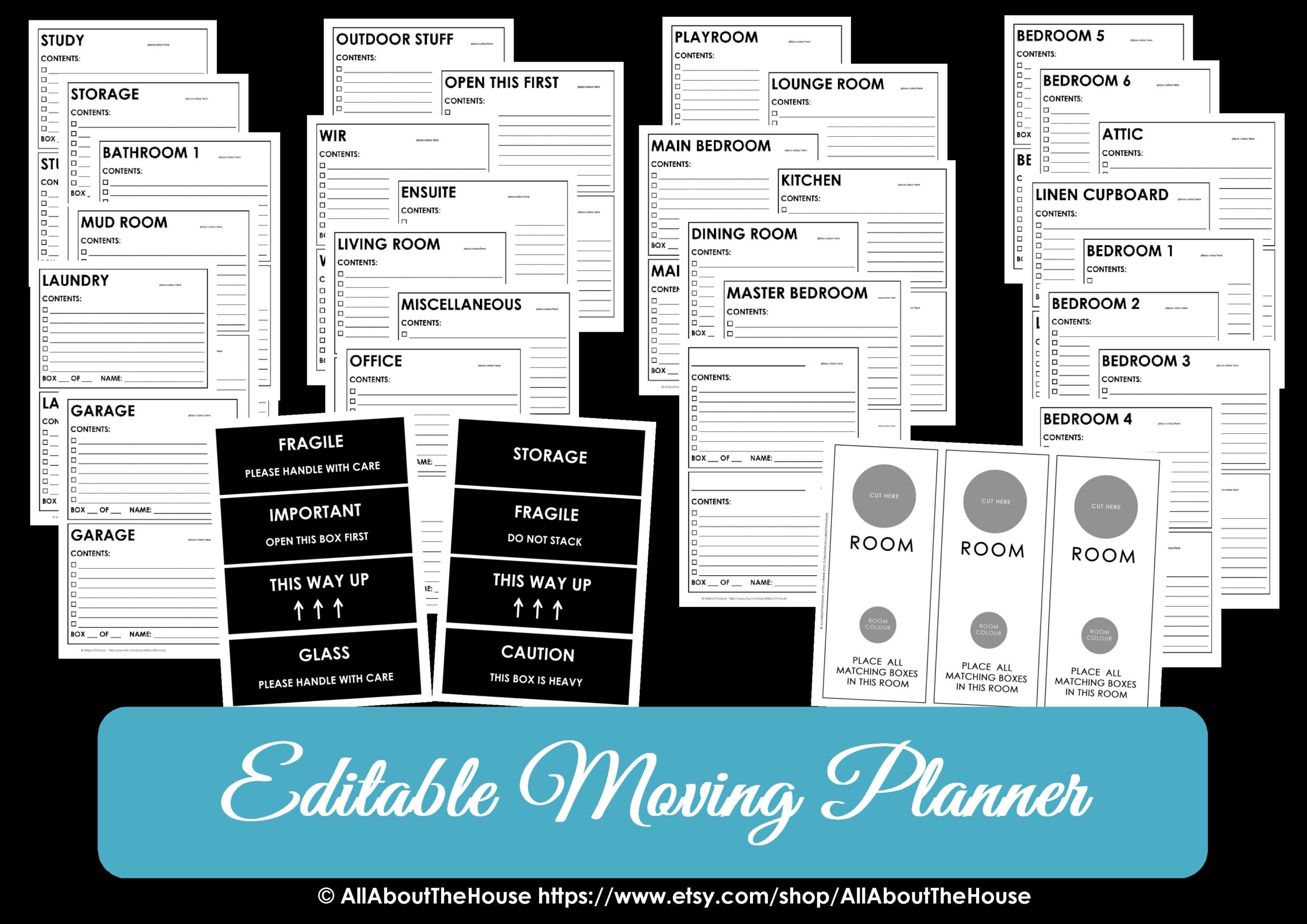 Editable Printable Moving Box Labels