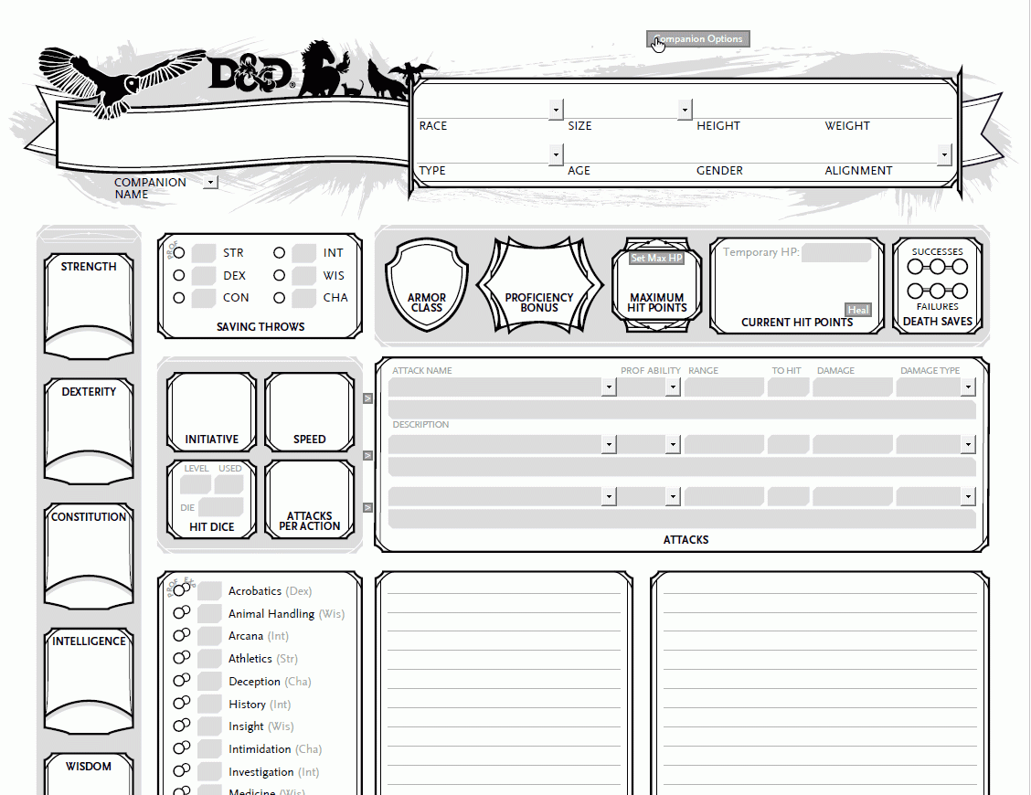 Printable D&D 5th Edition Character Sheet