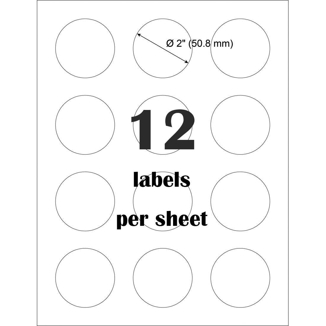 Mr Label 2 Round White Sticker Label Waterproof And Tear Resistant For Inkjet Laser Printer For Food Package Bottle Jar Envelope MR LABEL
