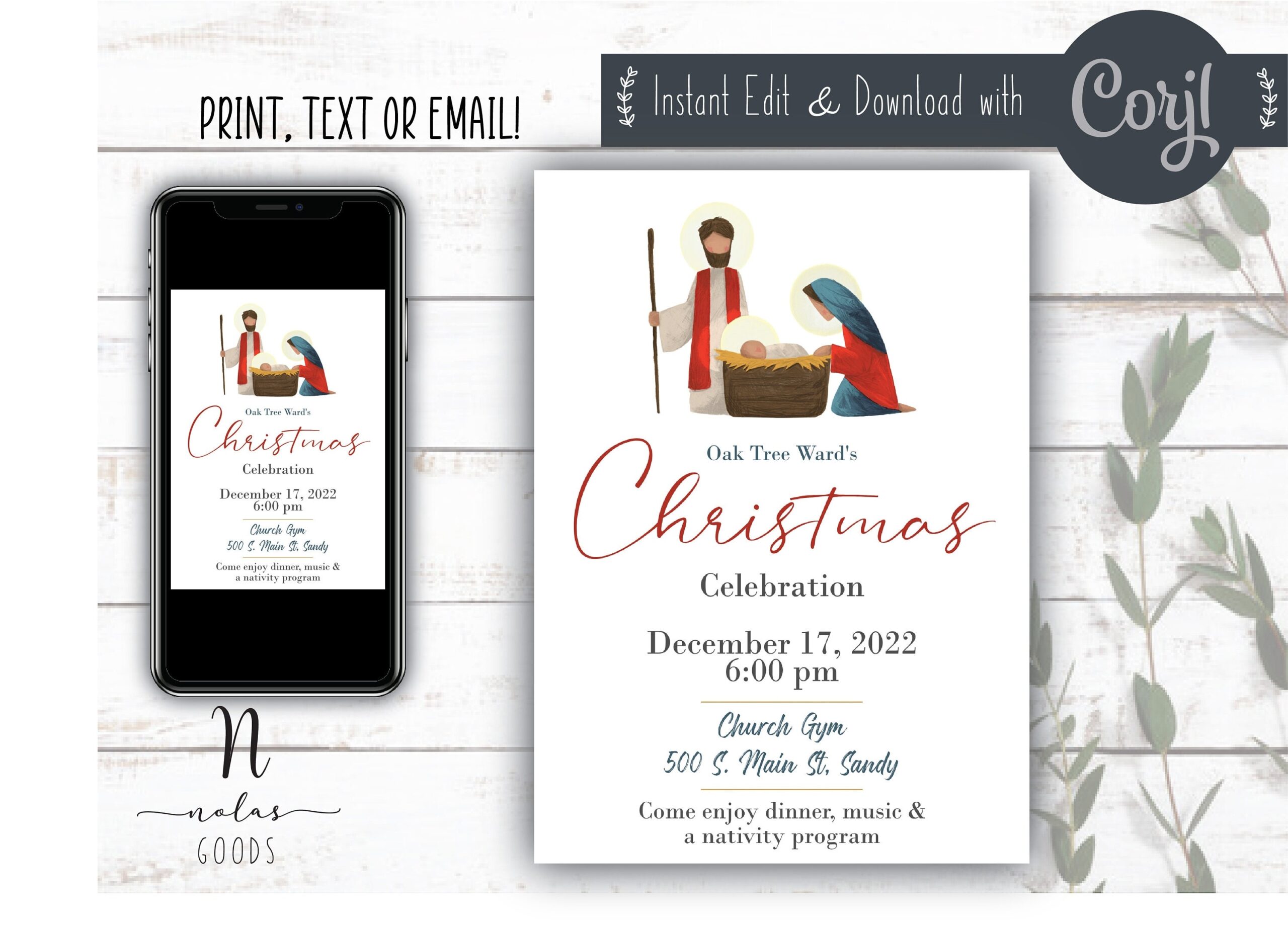 Nativity Invitation Printable Ward Christmas Party Flyer Kids Christmas Party Invite LDS Christmas Party Invite Template Etsy