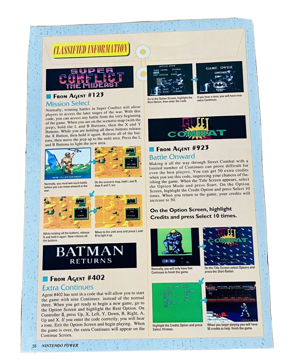 NBA Jam SNES Cheat Codes Nintendo Power Magazine Print Photo Review Rare EBay
