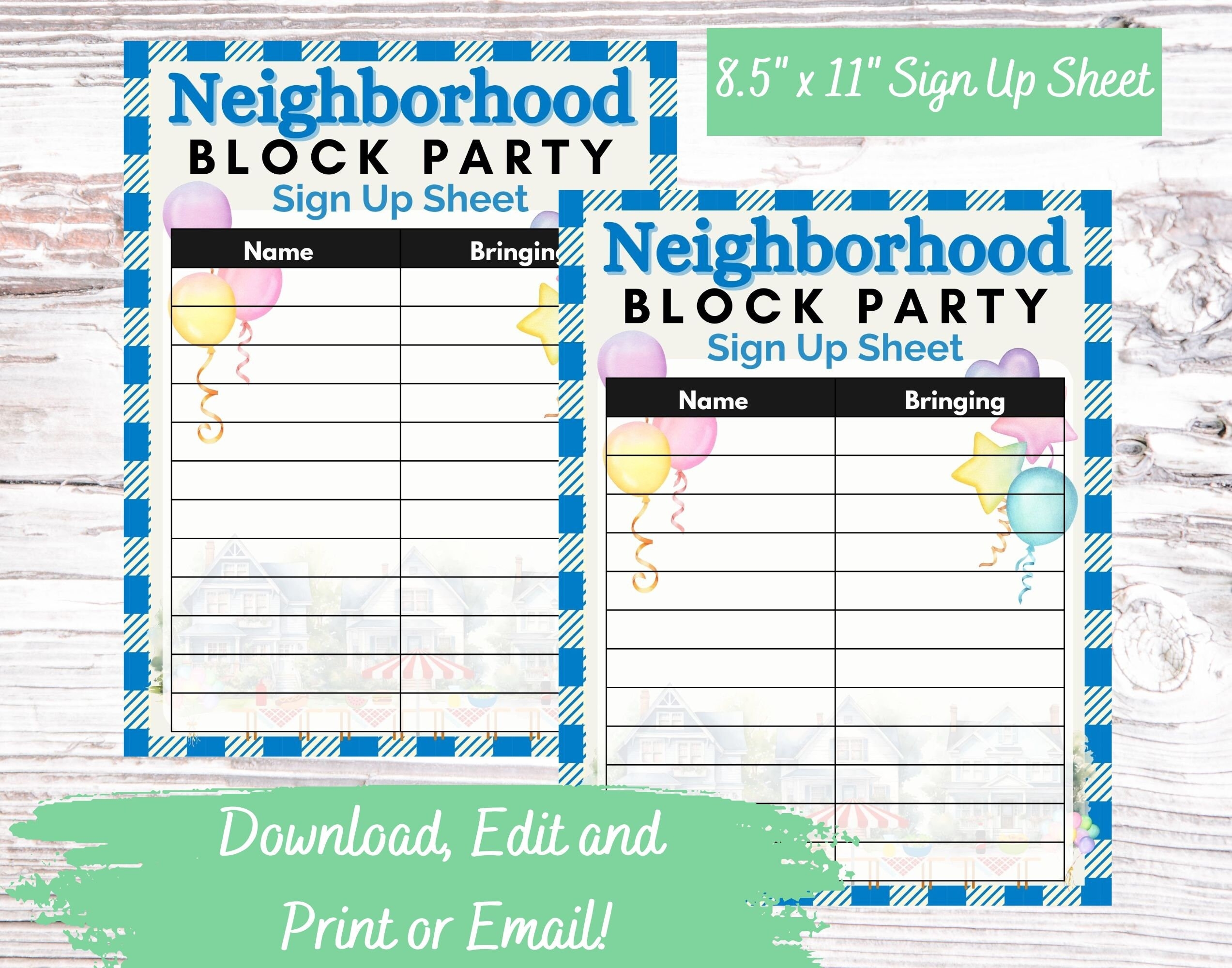 Neighborhood Block Party Event Sign Up Sheet Template Editable And Printable Community Block Party Participation Sheet Template Etsy