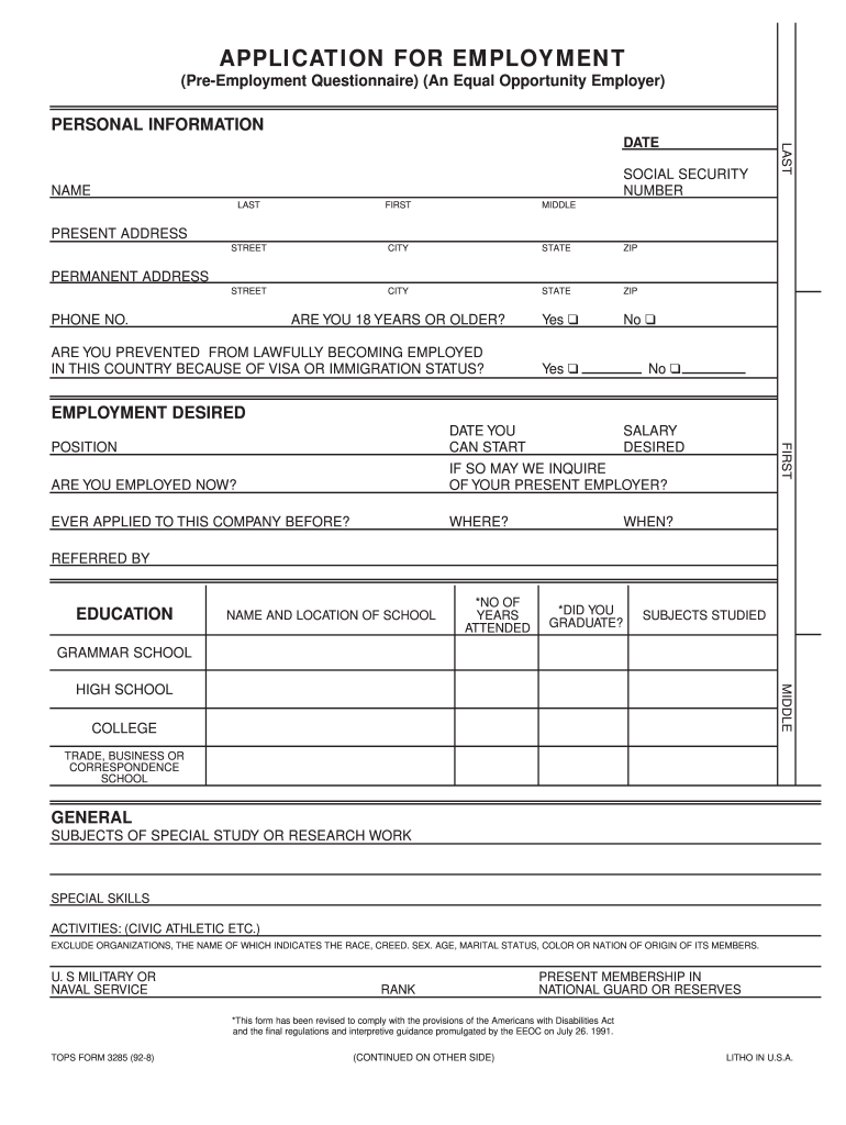 Free Printable And Editable Job Application Form