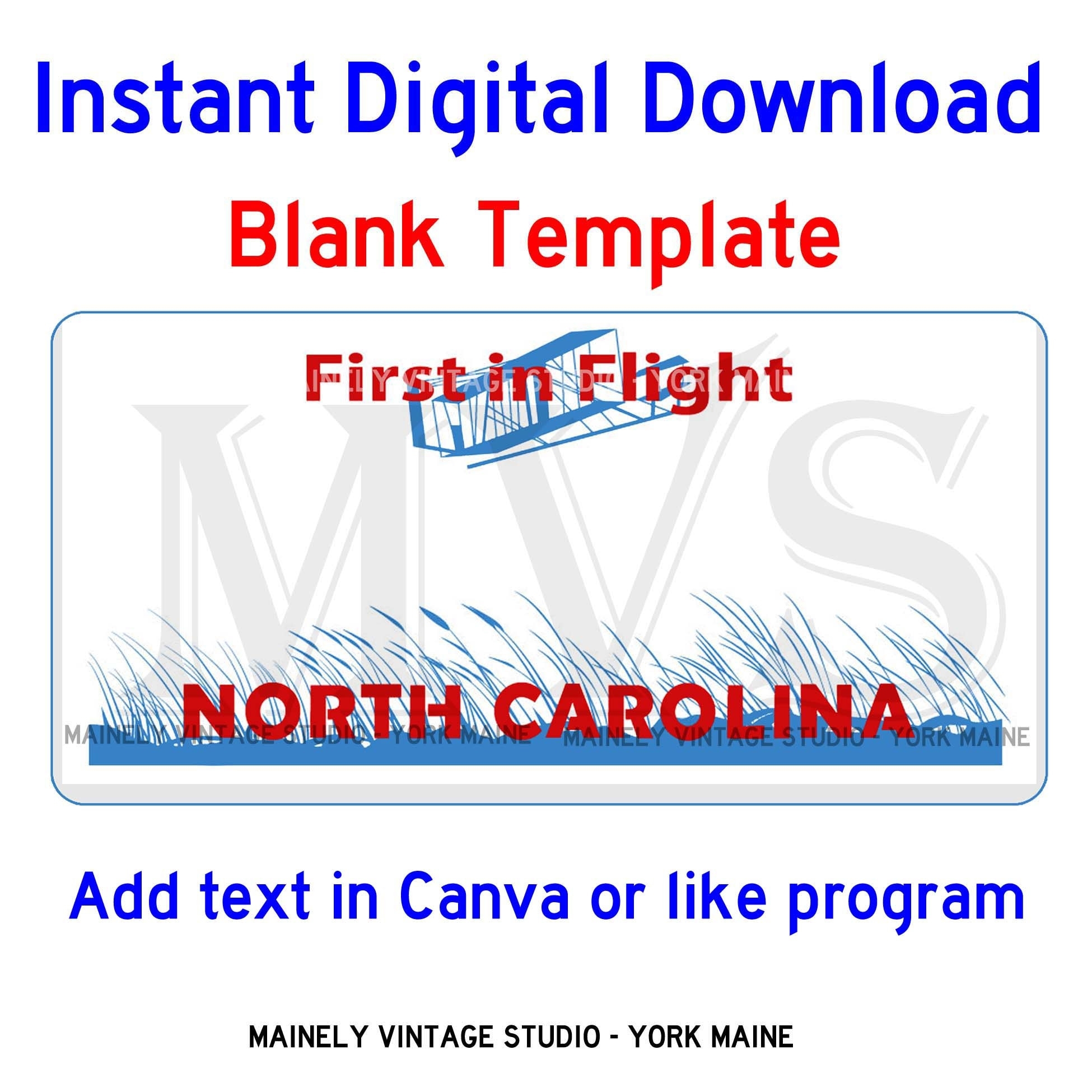 North Carolina NC License Vanity Plate Blank Template Digital Printable Download Sublimation Etsy