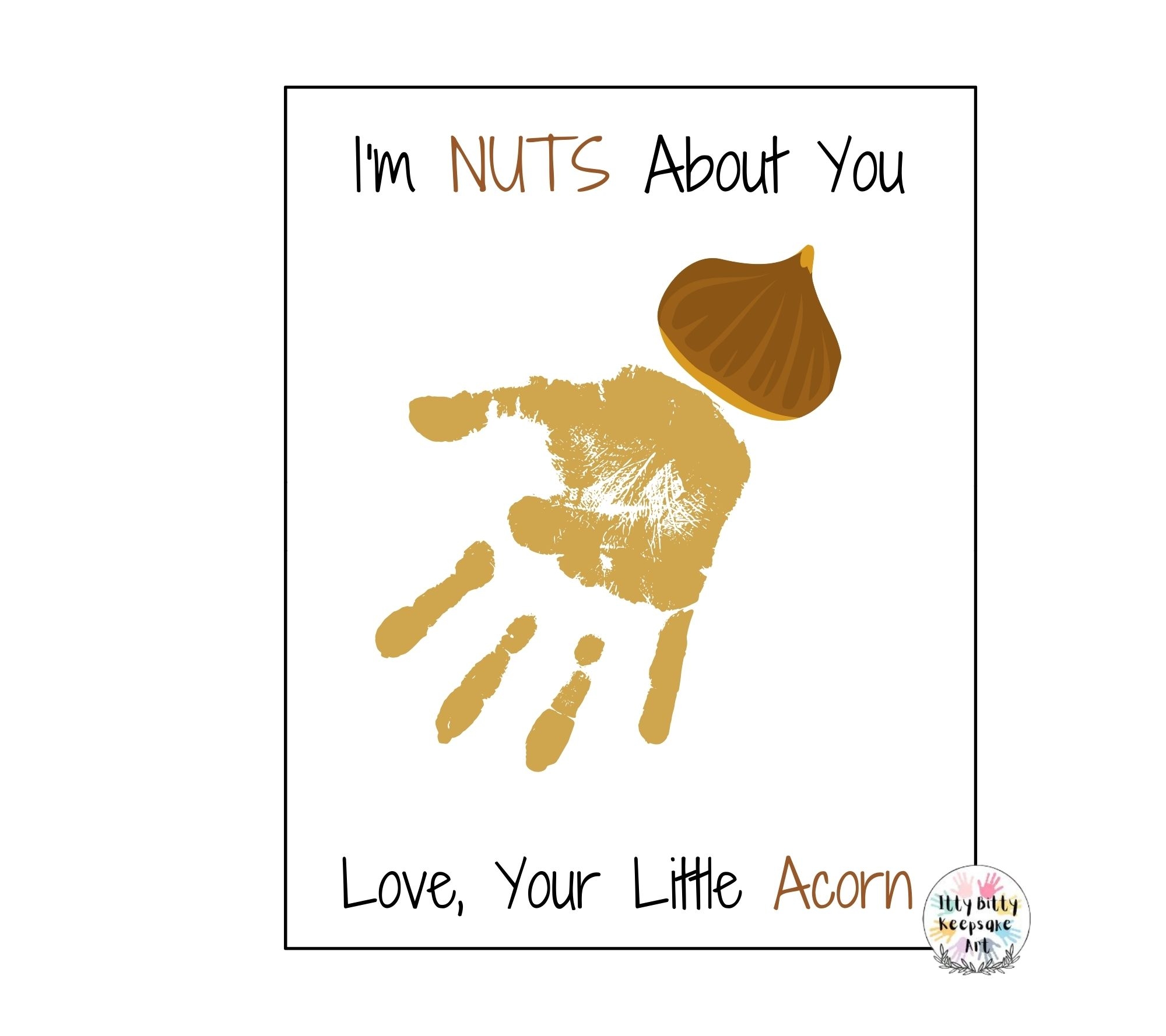 Nuts About You Handprint Craft Art Printable Template Autumn Activity Fall Crafts DIY Card Birthday Classful