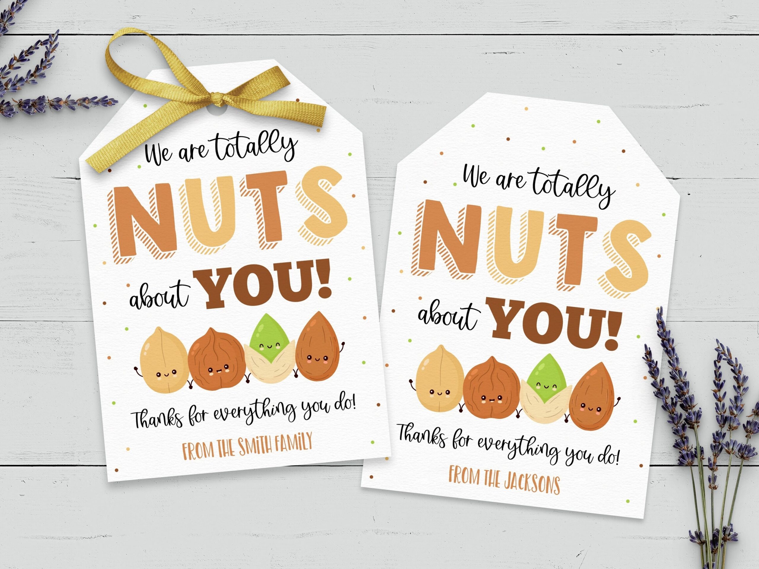 Nuts Gift Tag Thank You Label Editable Totally Nuts About You Teacher Employee Staff Nurse Appreciation Gift School PTO PTA Treat Tag Etsy