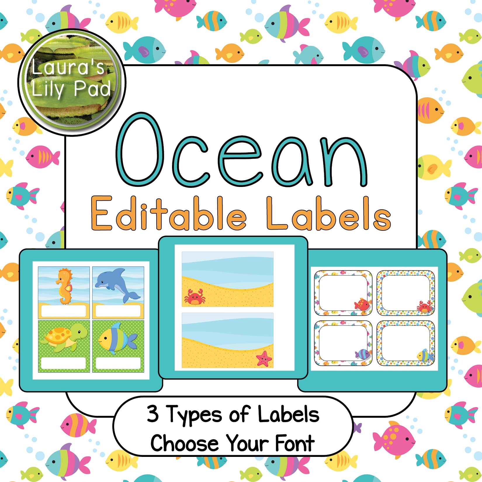 Ocean Theme Editable Labels Made By Teachers
