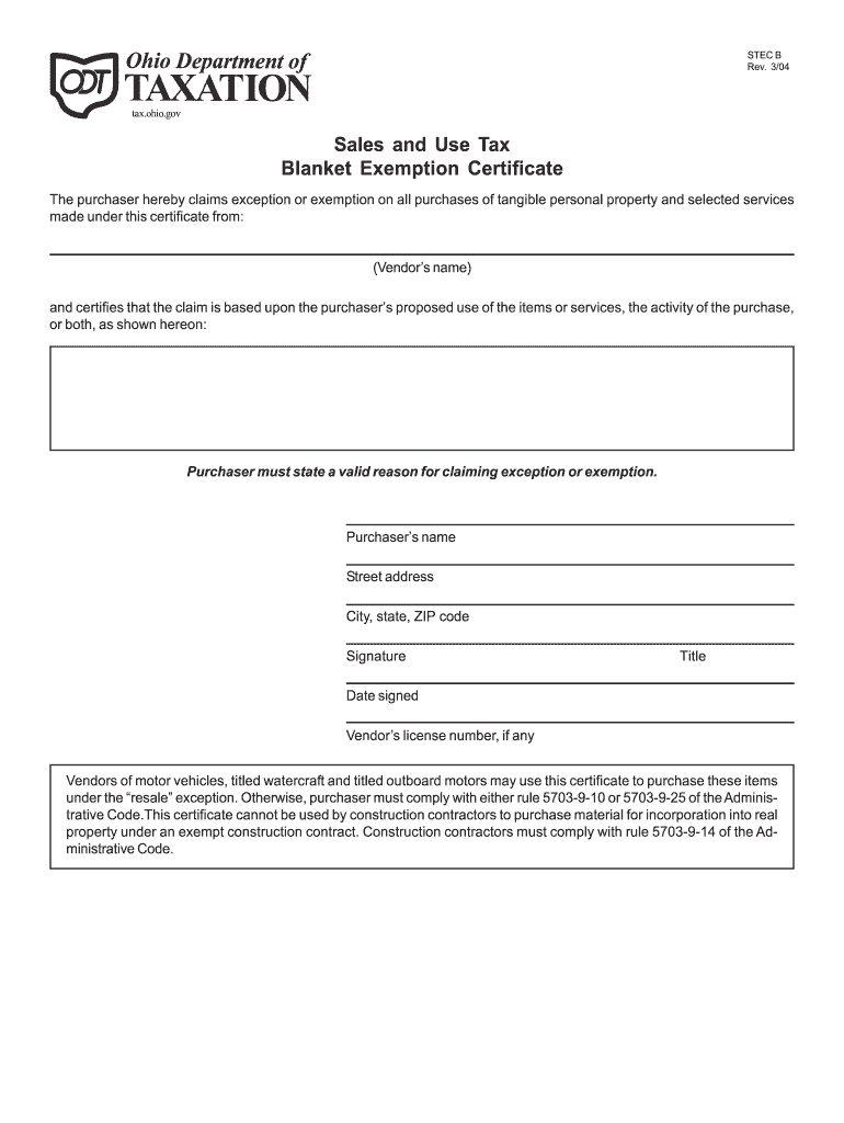 Ohio Tax Exempt Form Fill Out Sign Online DocHub