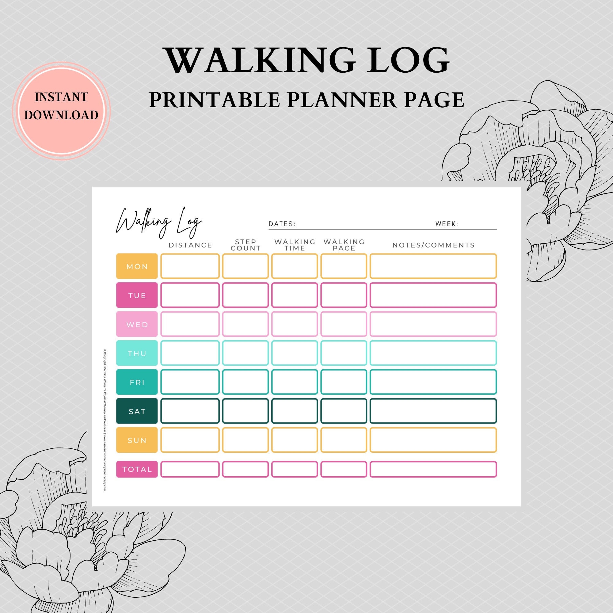 Outdoor Enthusiast Printable Walking Log Workout Tracker Fitness Lover Running Gifts For Her Etsy
