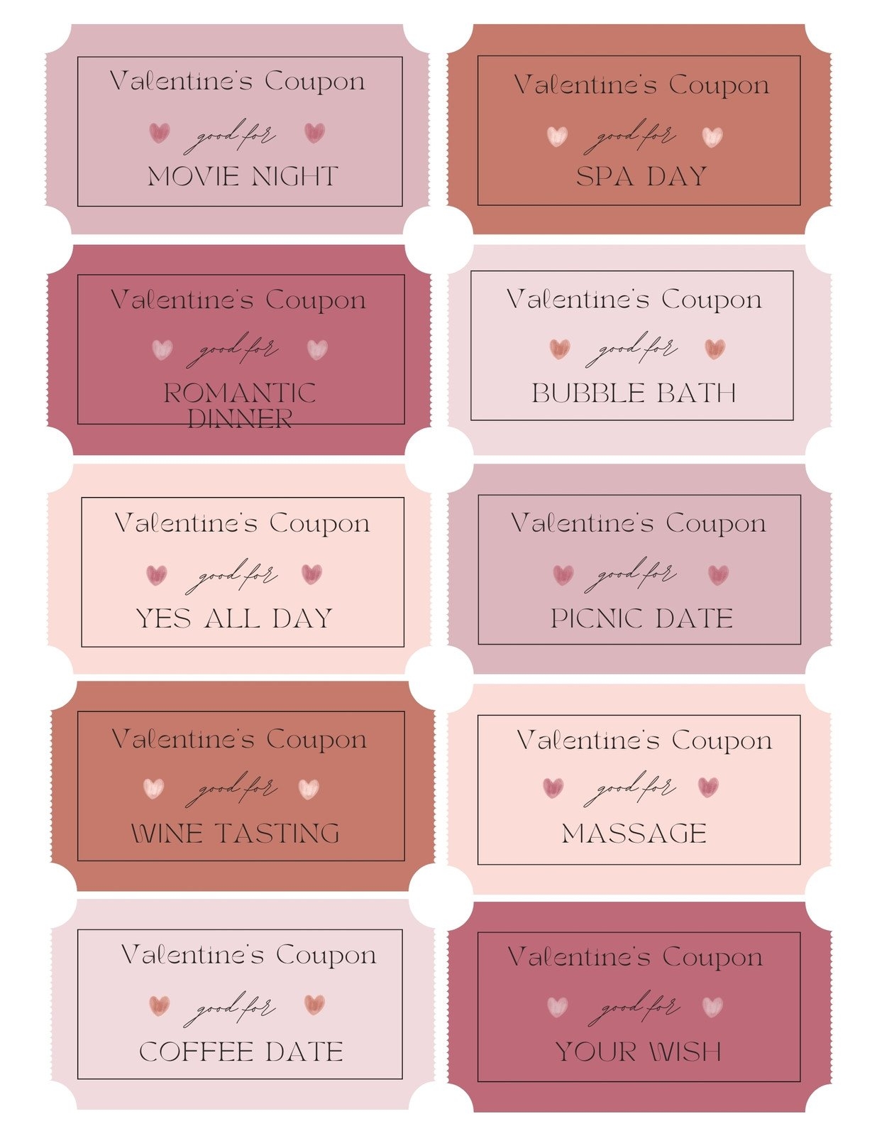 Free Editable Printable Loving Couples Coupons