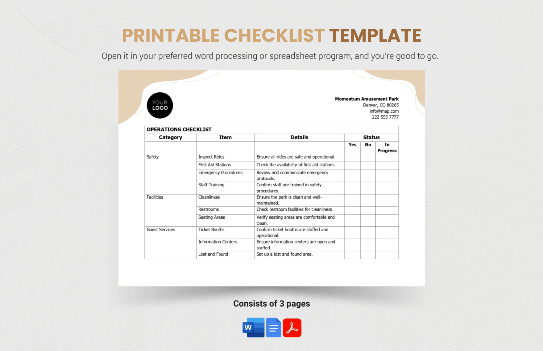 Building Maintenance Printable Editable Checklist Template Openoffice