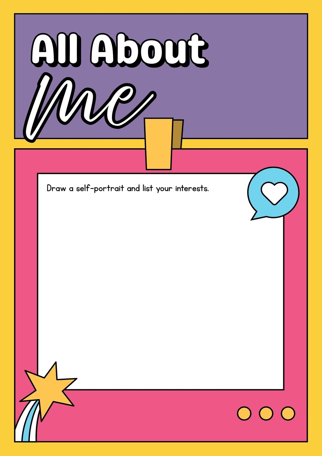 All About Me Printable Editable