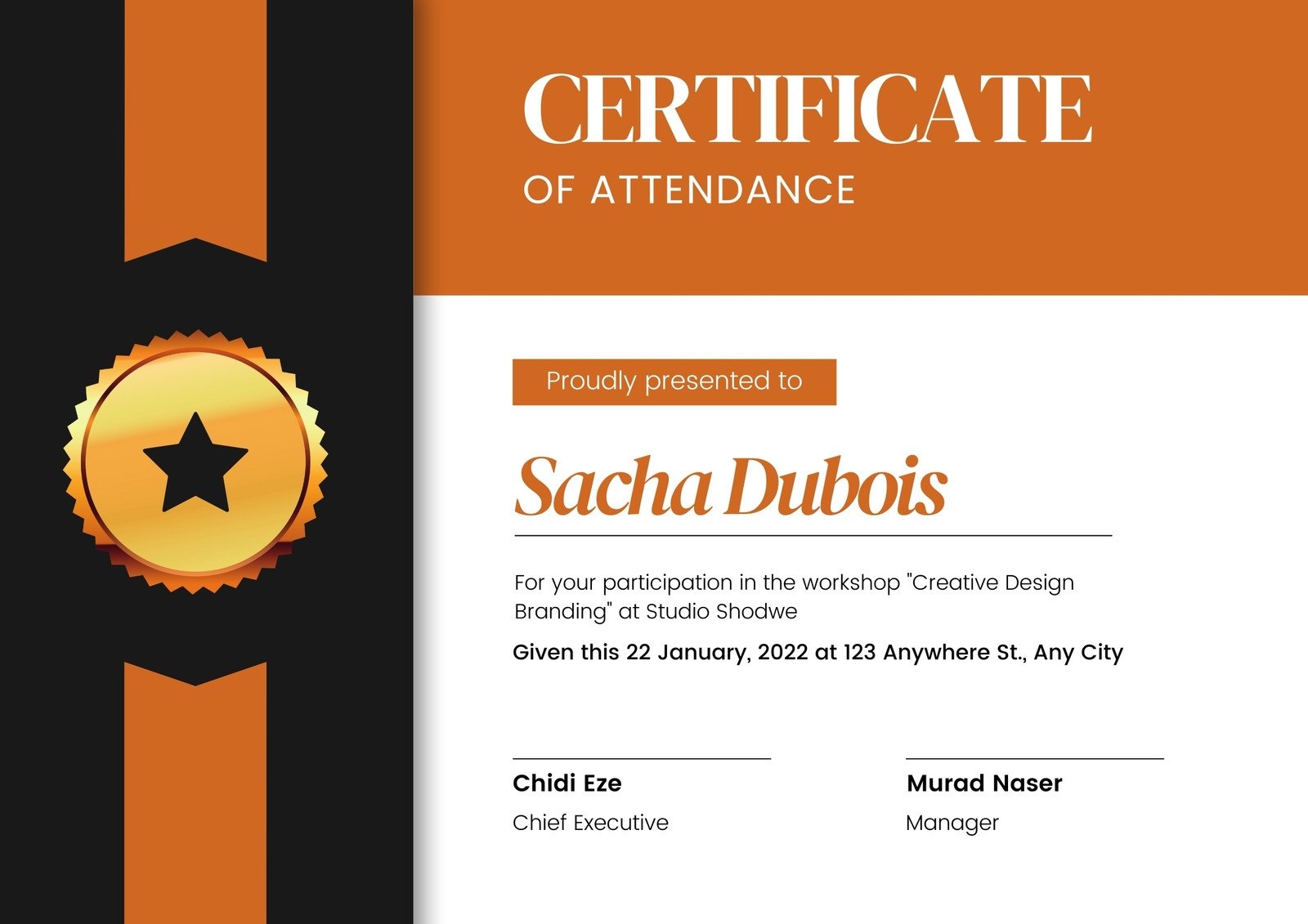 Editable Free Printable Attendance Cert