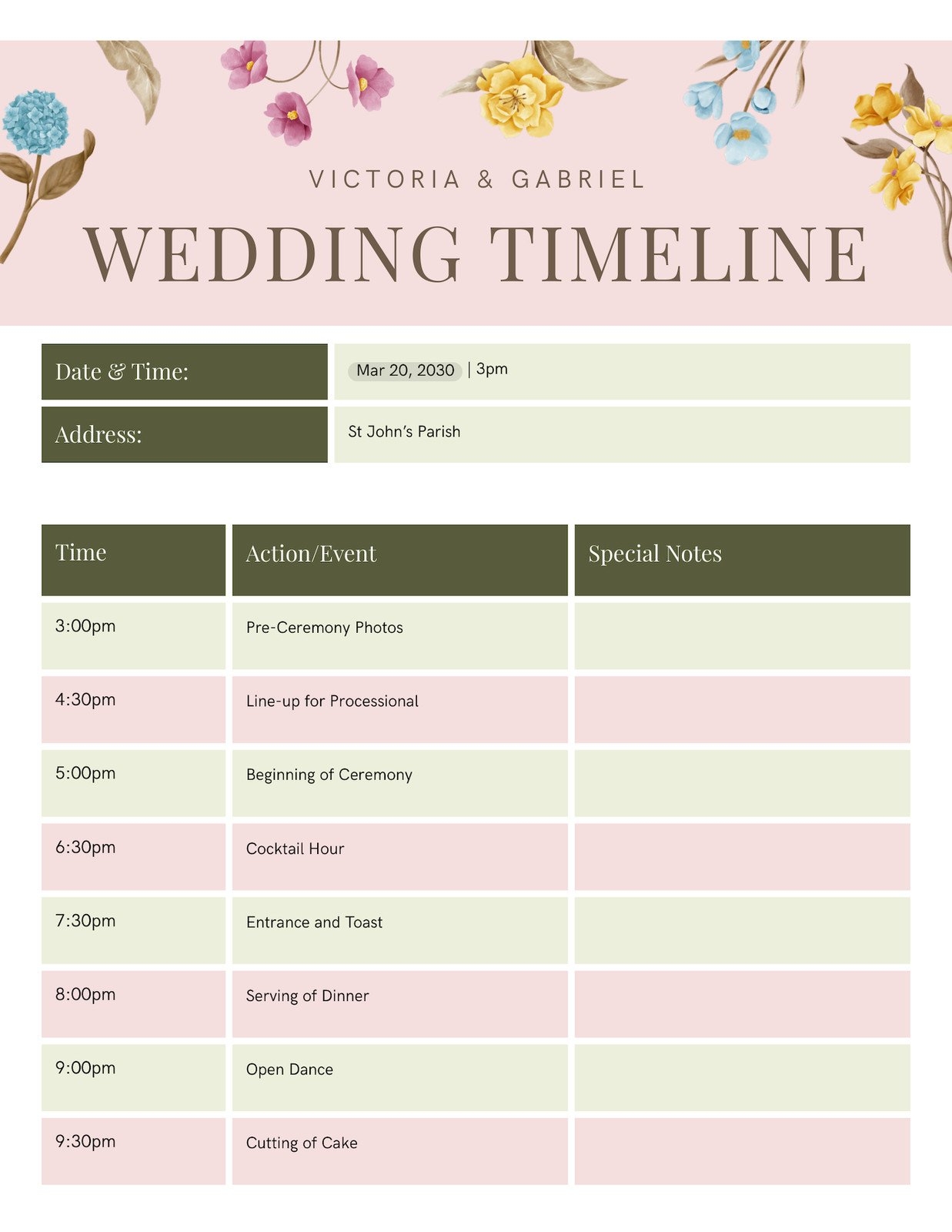 Page 2 Free Custom Printable Wedding Timeline Planner Templates Canva