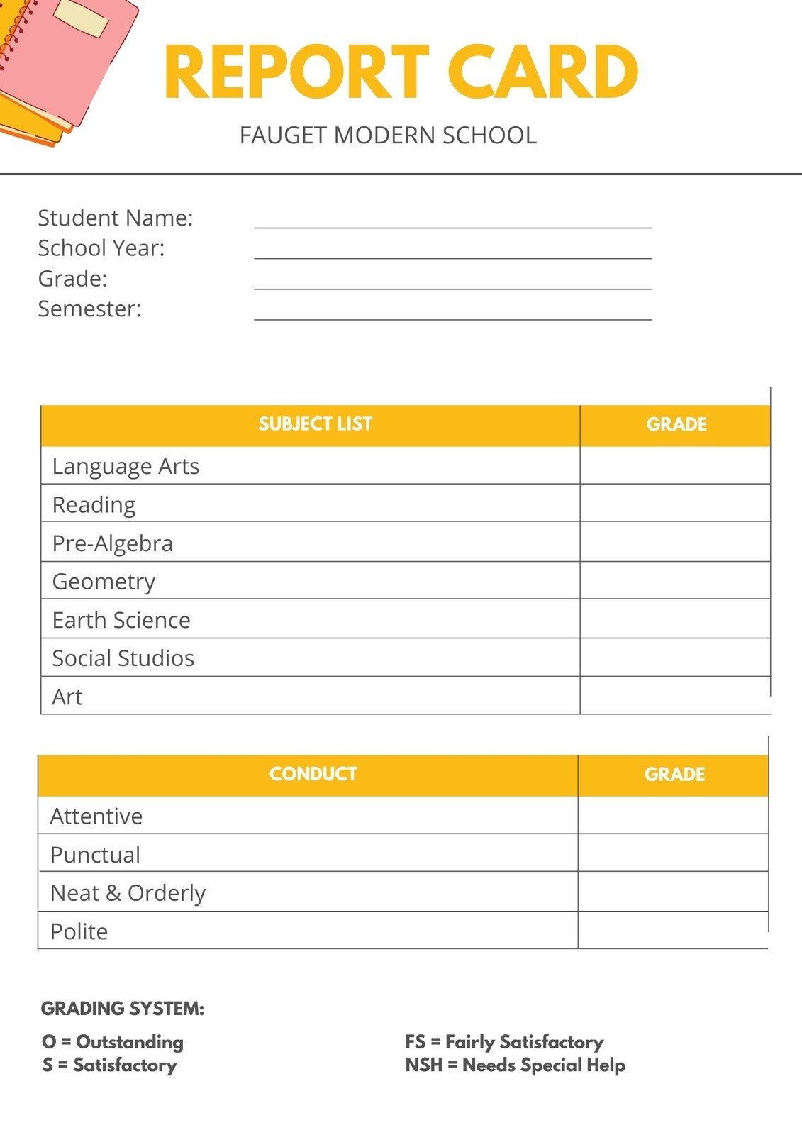 Page 2 Free Printable Customizable Report Card Templates Canva