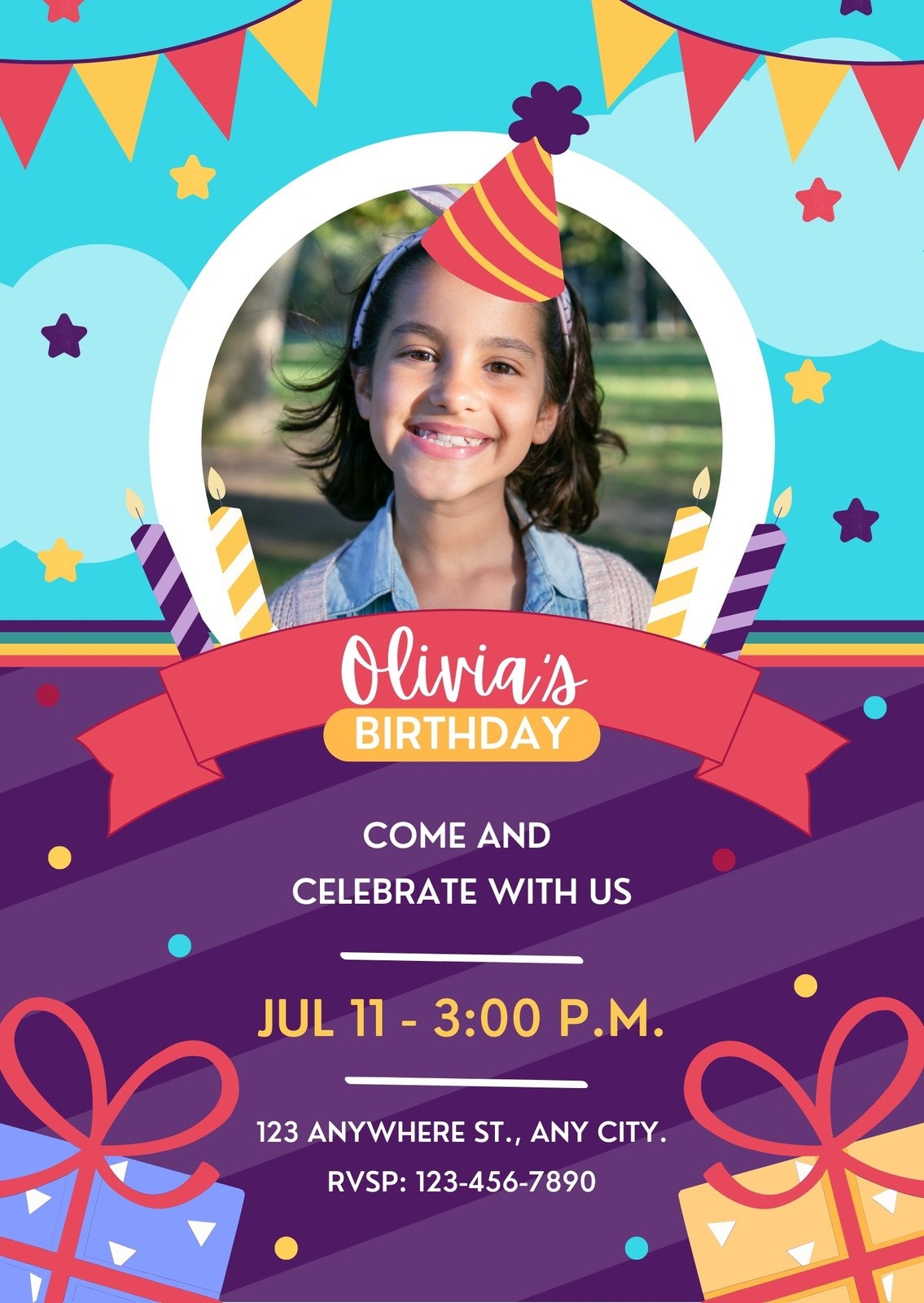 Page 7 Free Printable Editable Kids Party Invitation Templates Canva