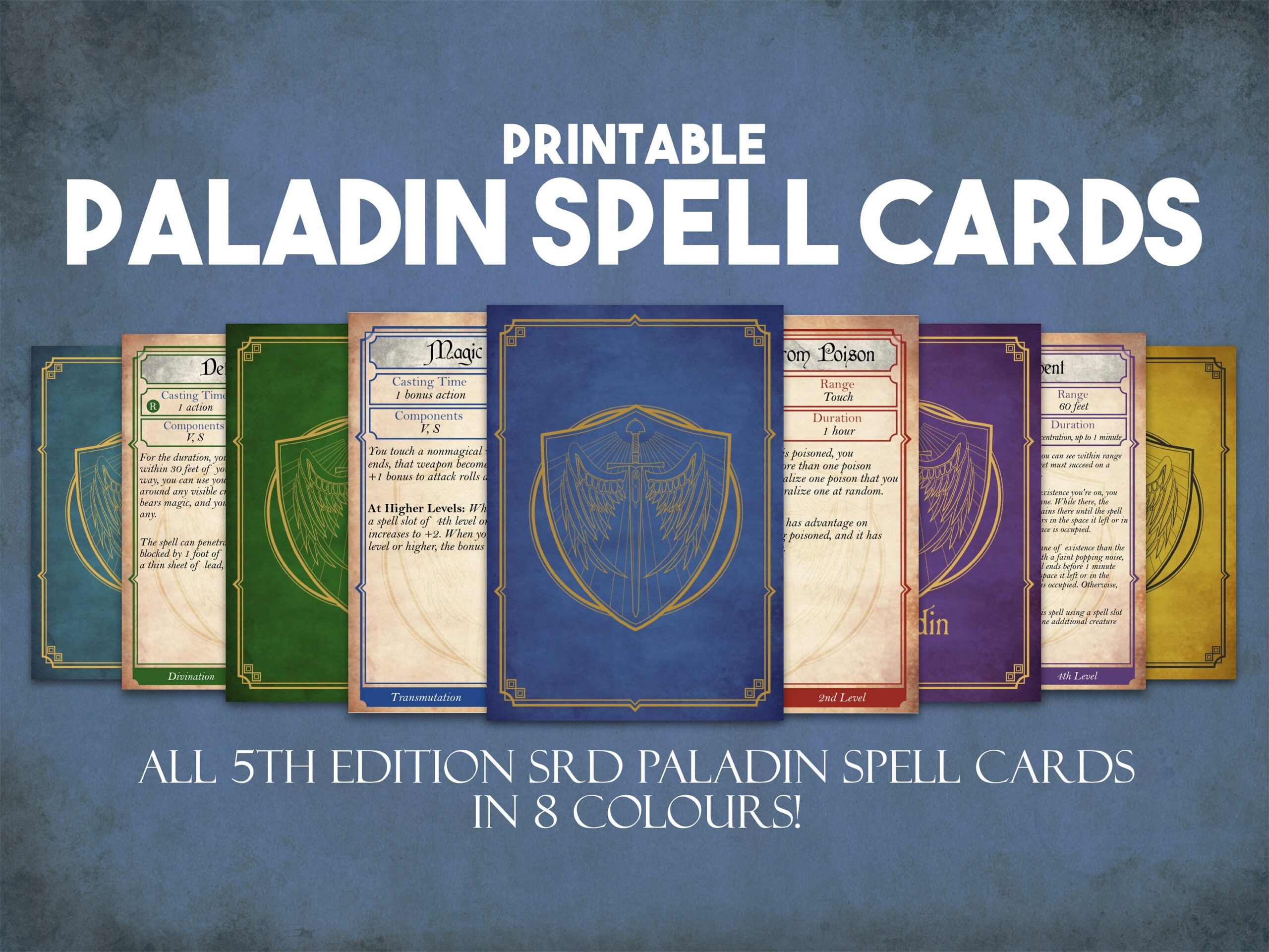 Paladin Dnd Spell Cards Dungeons And Dragons Printable Spell Cards Dungeon Master Accessories 31 Paladin Spells Instant Download Etsy