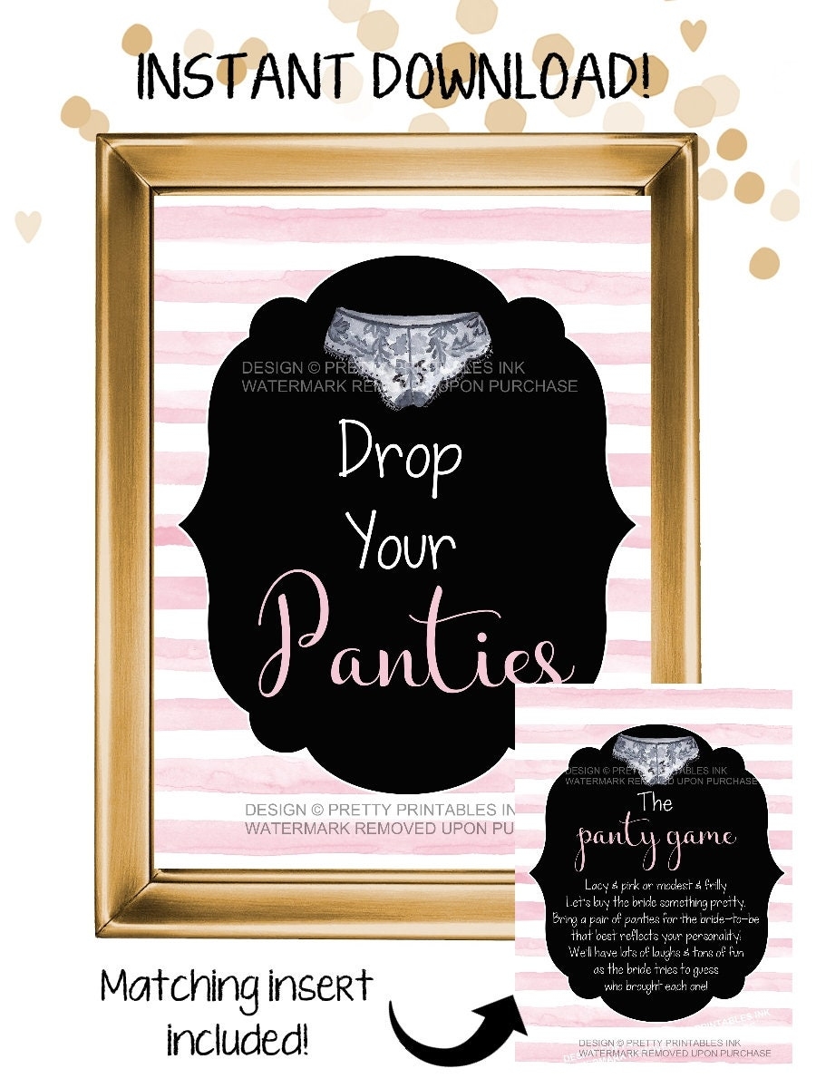 Panty Game Sign And Poem Printable Drop Your Panties Sign Panty Game Lingerie Shower Game Lingerie Party Game Etsy