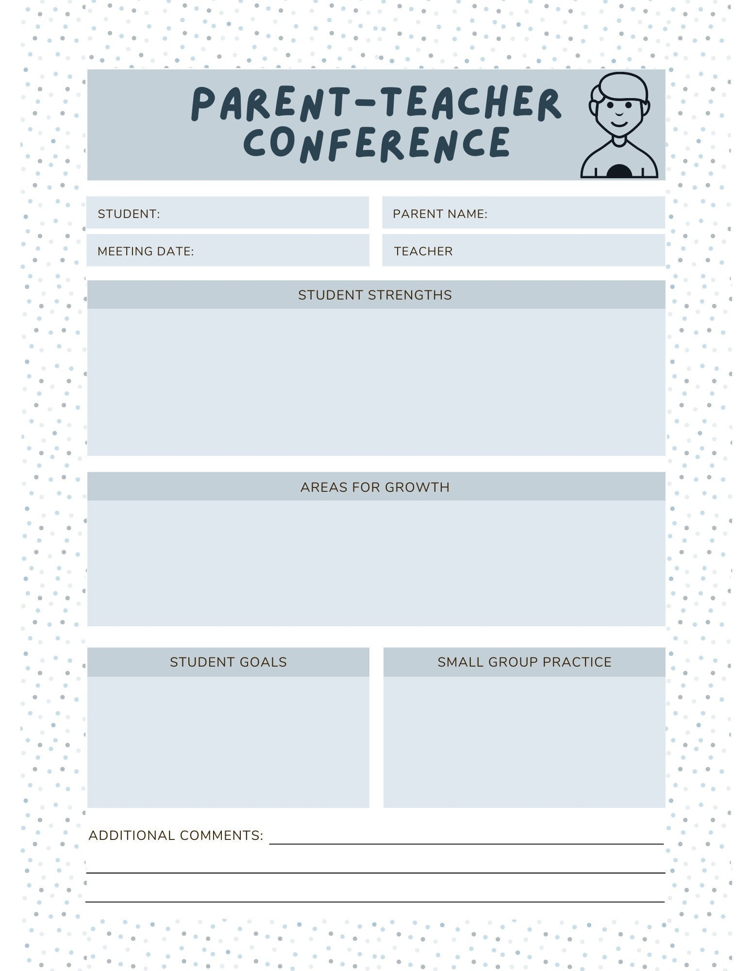 Parent Teacher Conference Form Teacher Conference Student Goals Student Grades Parent School Meeting Etsy
