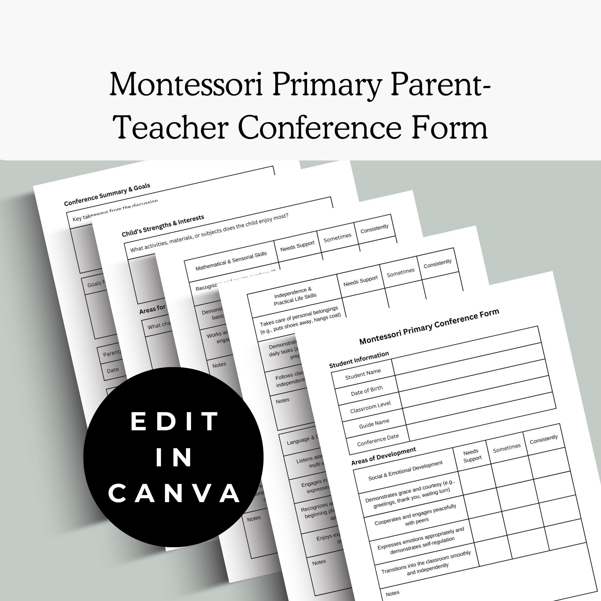 Parent Teacher Conference Forms Etsy