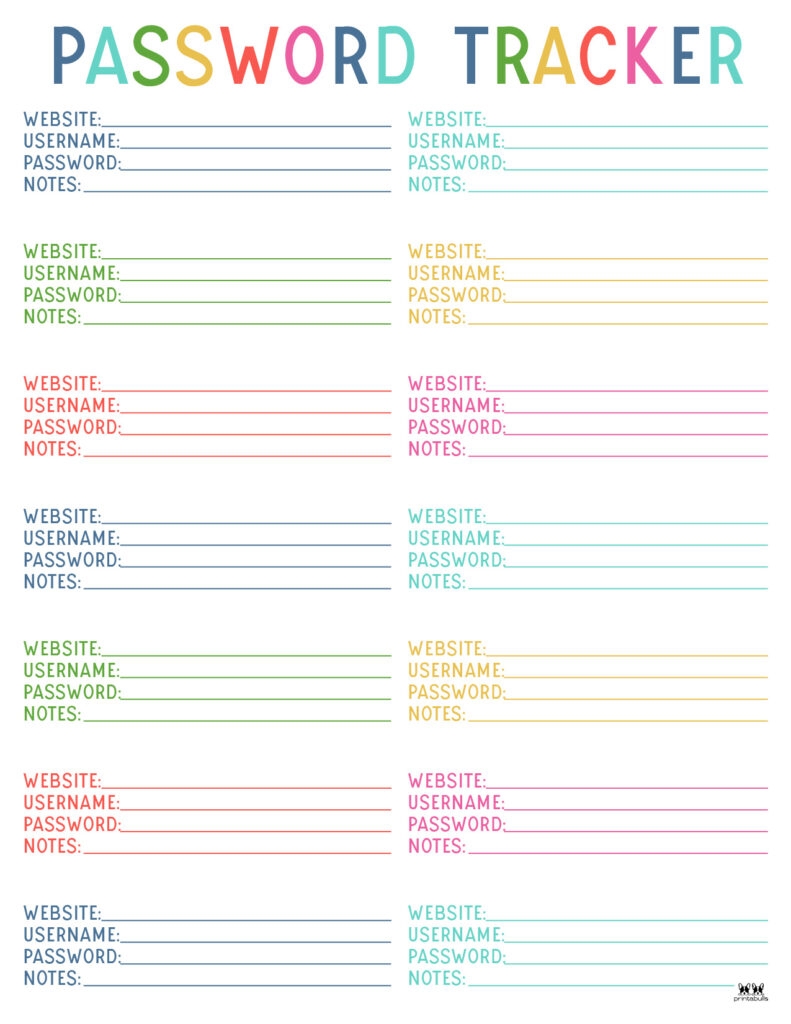 Printable Free Editable Password Template