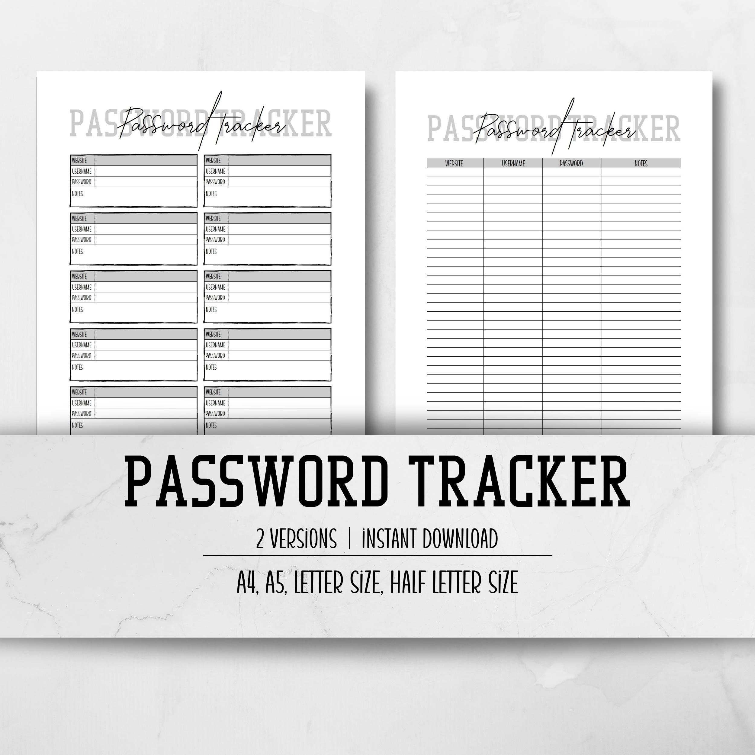 5.5x8 Password Printable And Editable