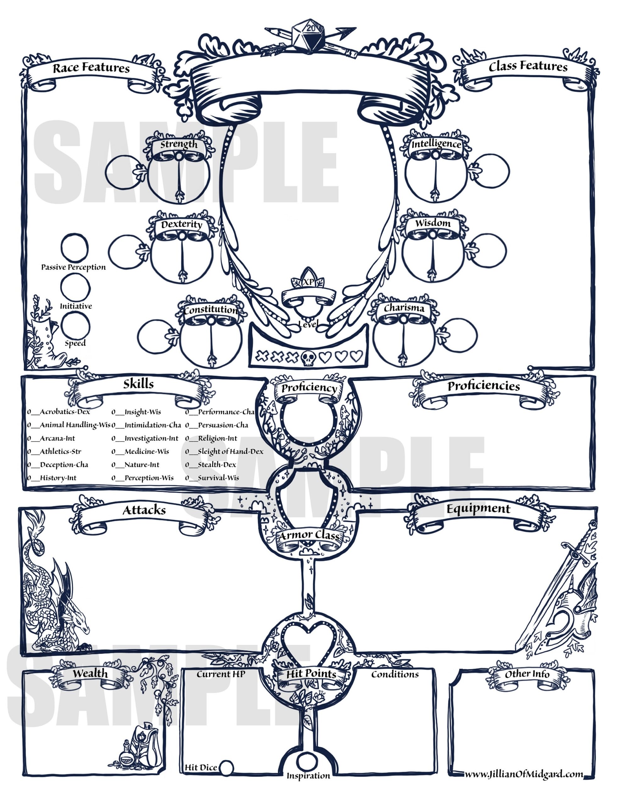 5th Edition D&D Character Sheet Printable