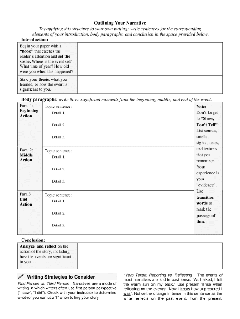 Personal Narrative Template Pdf Fill Online Printable Fillable Blank PdfFiller