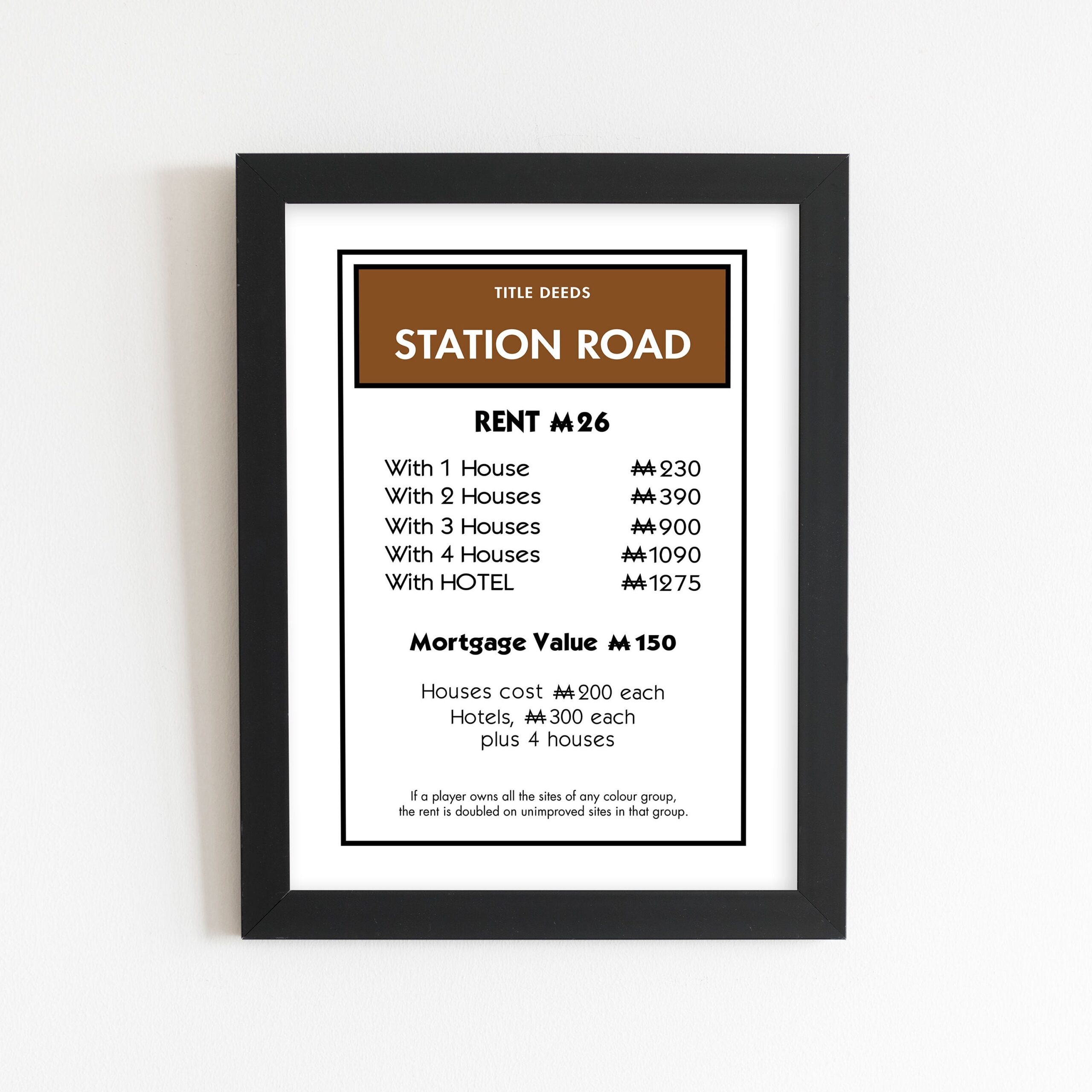 Personalised Monopoly Deed Card Art Print Etsy