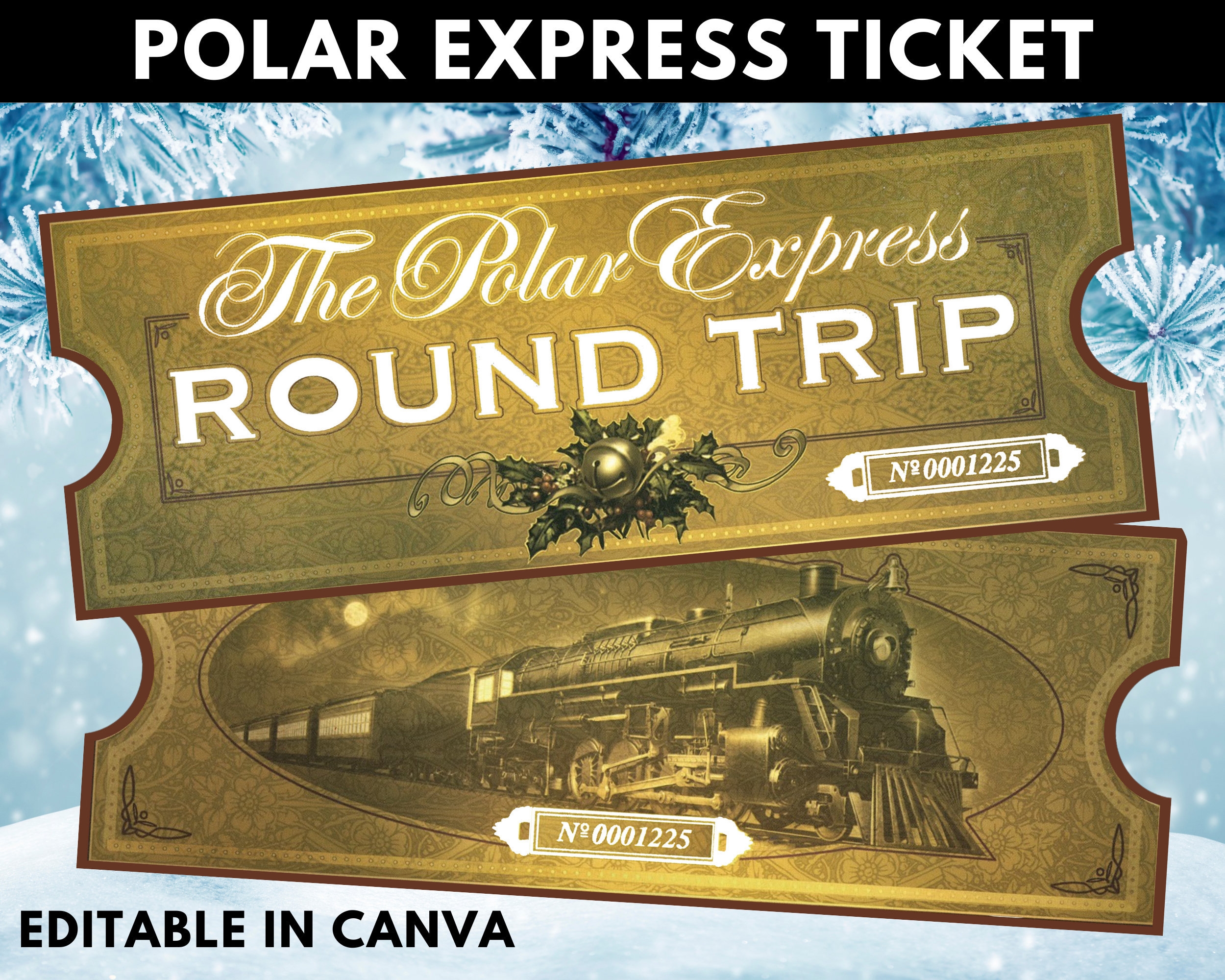 Personalized Polar Express Ticket Printable Polar Express Ticket North Pole Ticket Canva Editable Front And Back Digital File Only Etsy