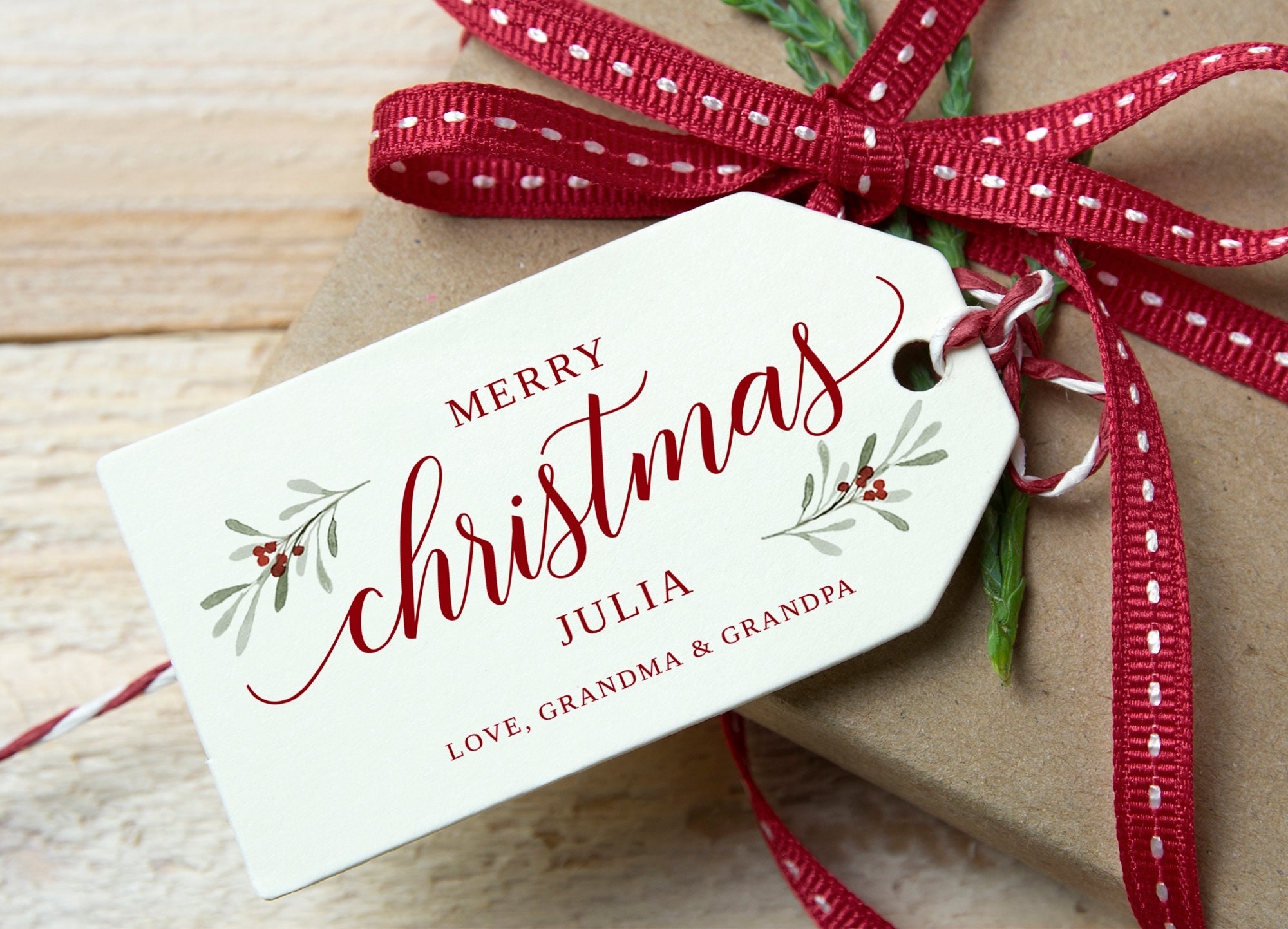 Personalized Printable Christmas Gift Tags Template Watercolor Holiday Ivy Gift Tags Edit Online In Templett Instant Download PDF Etsy New Zealand