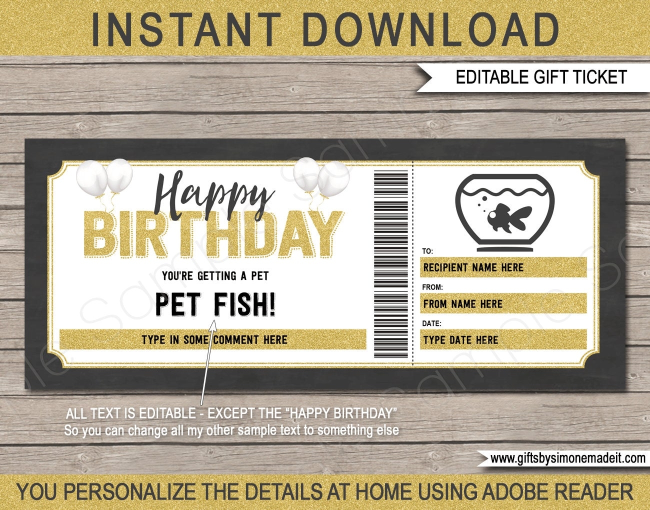 Fish Editable Printable Tickets Template