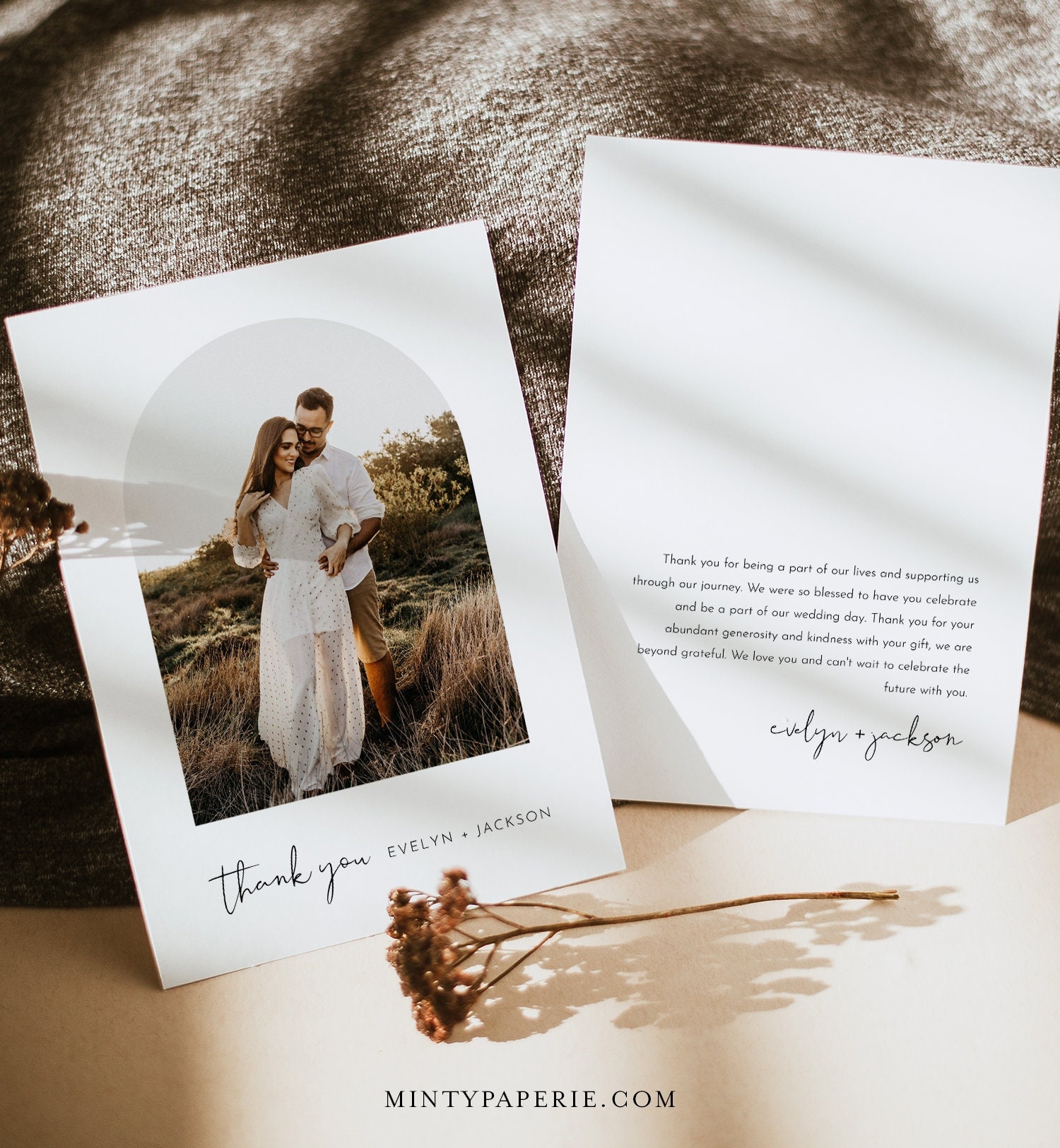 Photo Thank You Card Minimalist Arch Custom Wedding Thank You Template Editable Instant Download Templett Flat Card 5x7 0031 197TYC