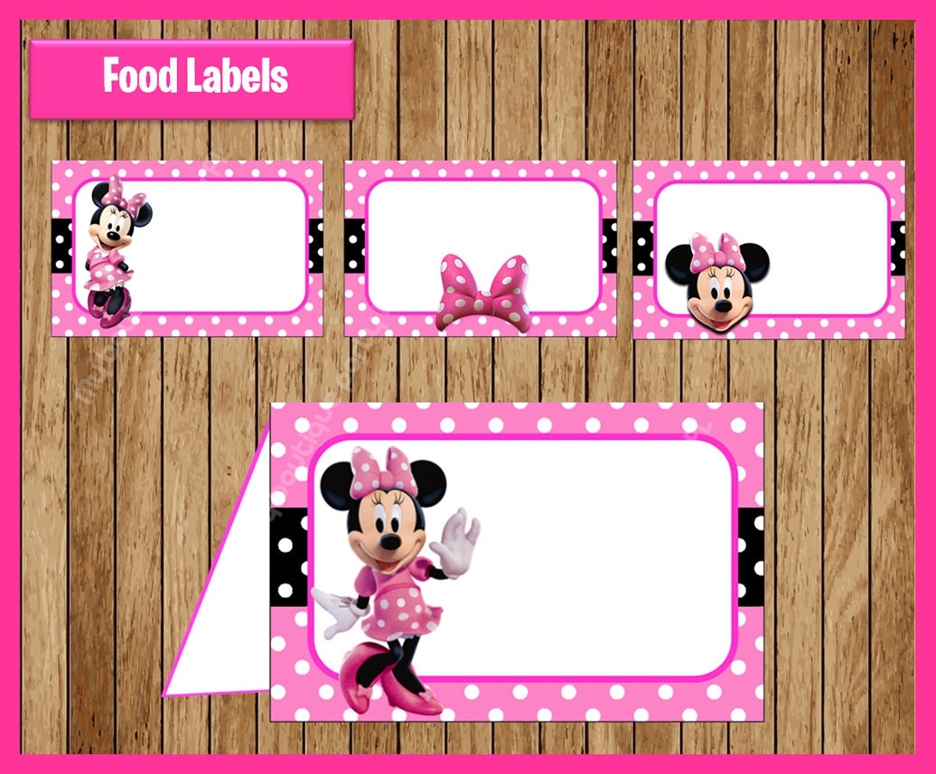 Pink Minnie Mouse Food Tent Cards Instant Download Printable Minnie Mouse Party Food Labels Minnie Food Table Labels Etsy