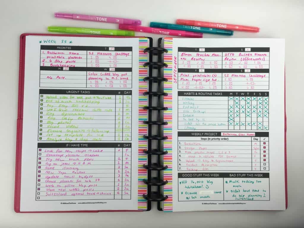Planning With A Functional Minimalist DIY Weekly Planner Printable 52 Planners In 52 Weeks Week 35 All About Planners
