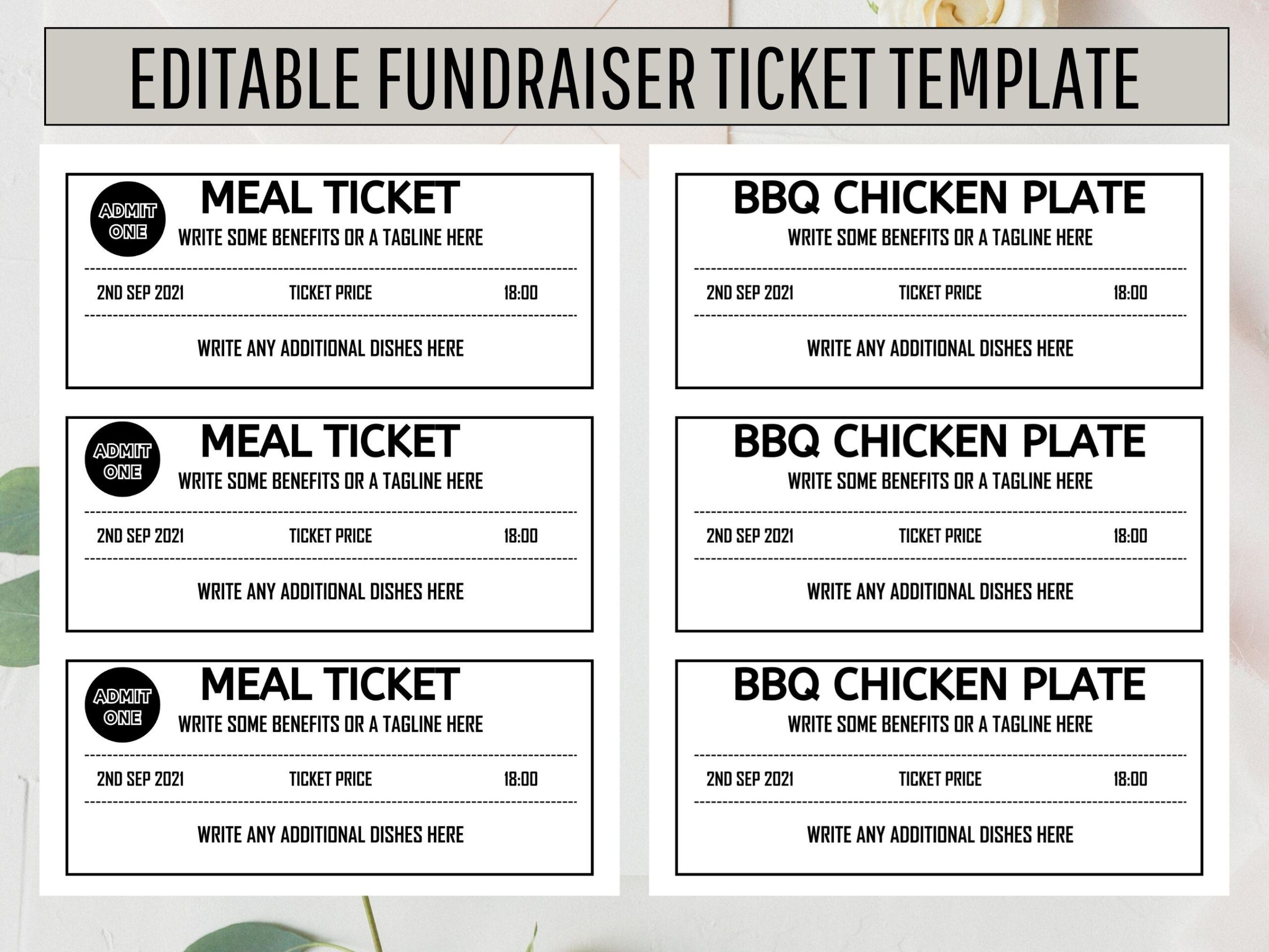 Plate Lunch Tickets Template Etsy