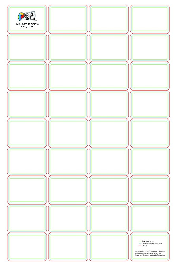 Printable Editable Playing Card Template Free