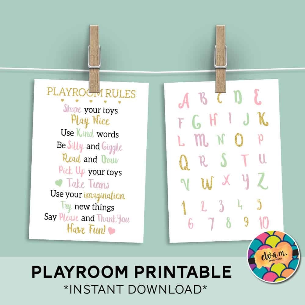 Free Edit Playroom Rules Printables